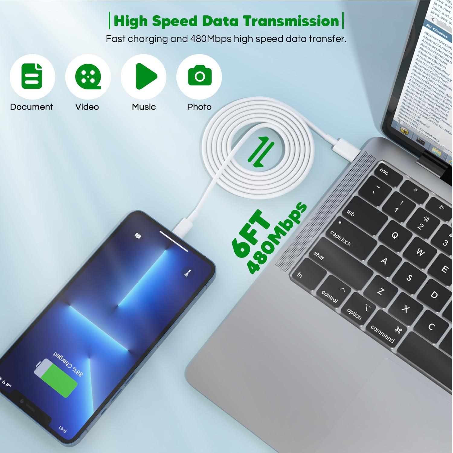 Fast Charger iPhone,【Apple MFi Certified】iPhone Charger Fast Charging Super Quick Type C Wall Charger Block Adapter 6FT USB C Lightning Cables Cord for iPhone 14/14 Plus/13 Pro Max/12/11/X/XR/SE,iPad - Image 5