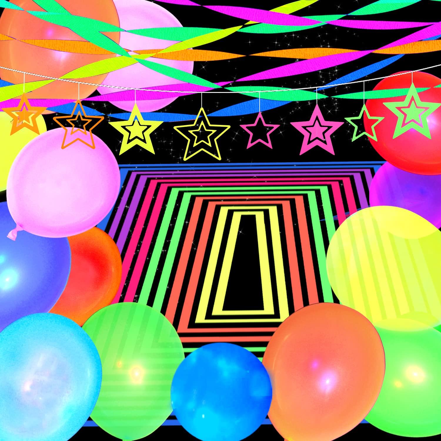 110 Pack Colored UV Neon Glow Balloons Neon Glow Party Decorations Glow in the Dark Party Supplies Black Light Fluorescent Latex Balloon for Birthday Decoration - Image 6