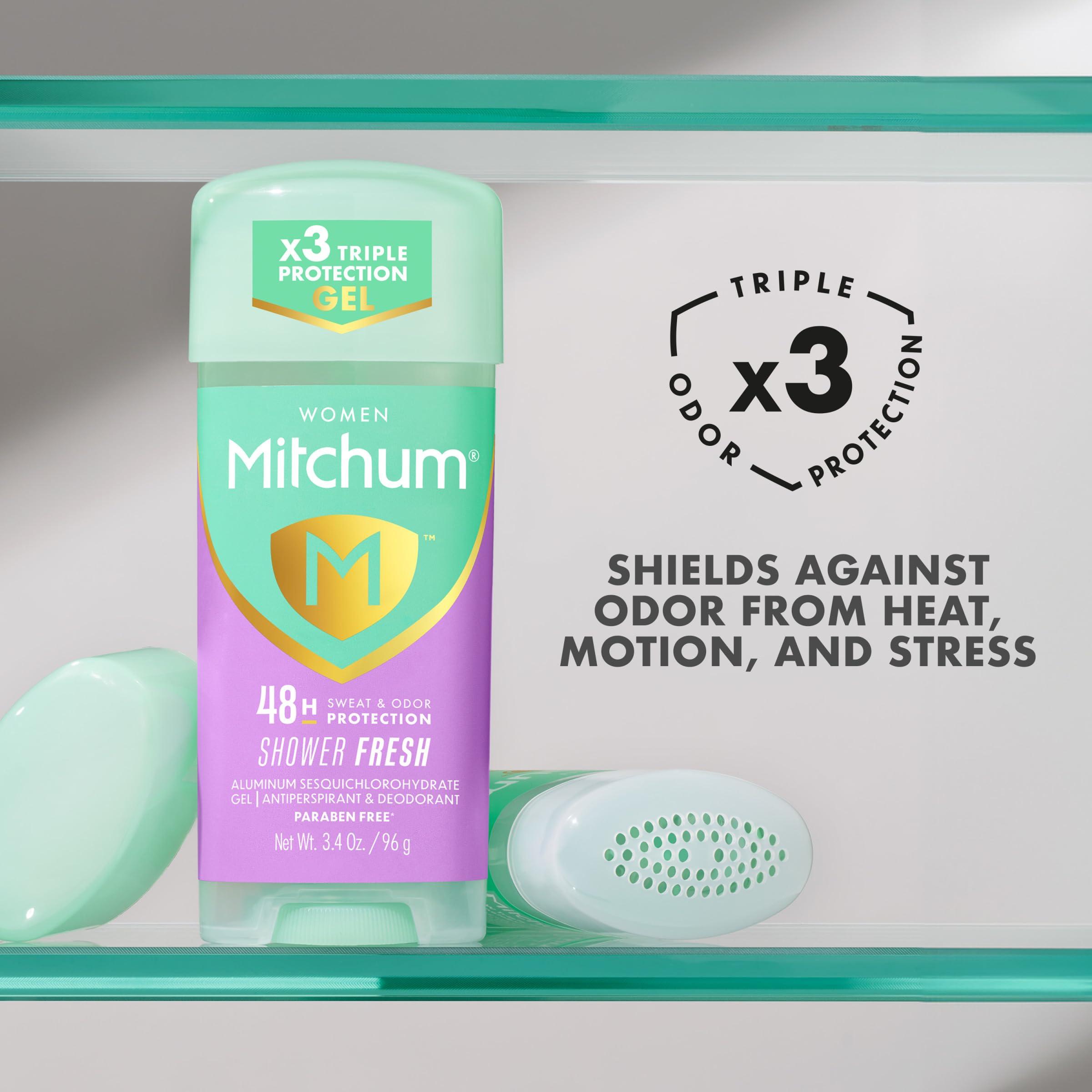 Mitchum Women’s Antiperspirant Deodorant Gel Stick, Shower Fresh Scent, 48HR Sweat & Odor Protection, Triple Odor Defense, Alcohol-Free, 3.4 oz (Pack of 2) - Image 4