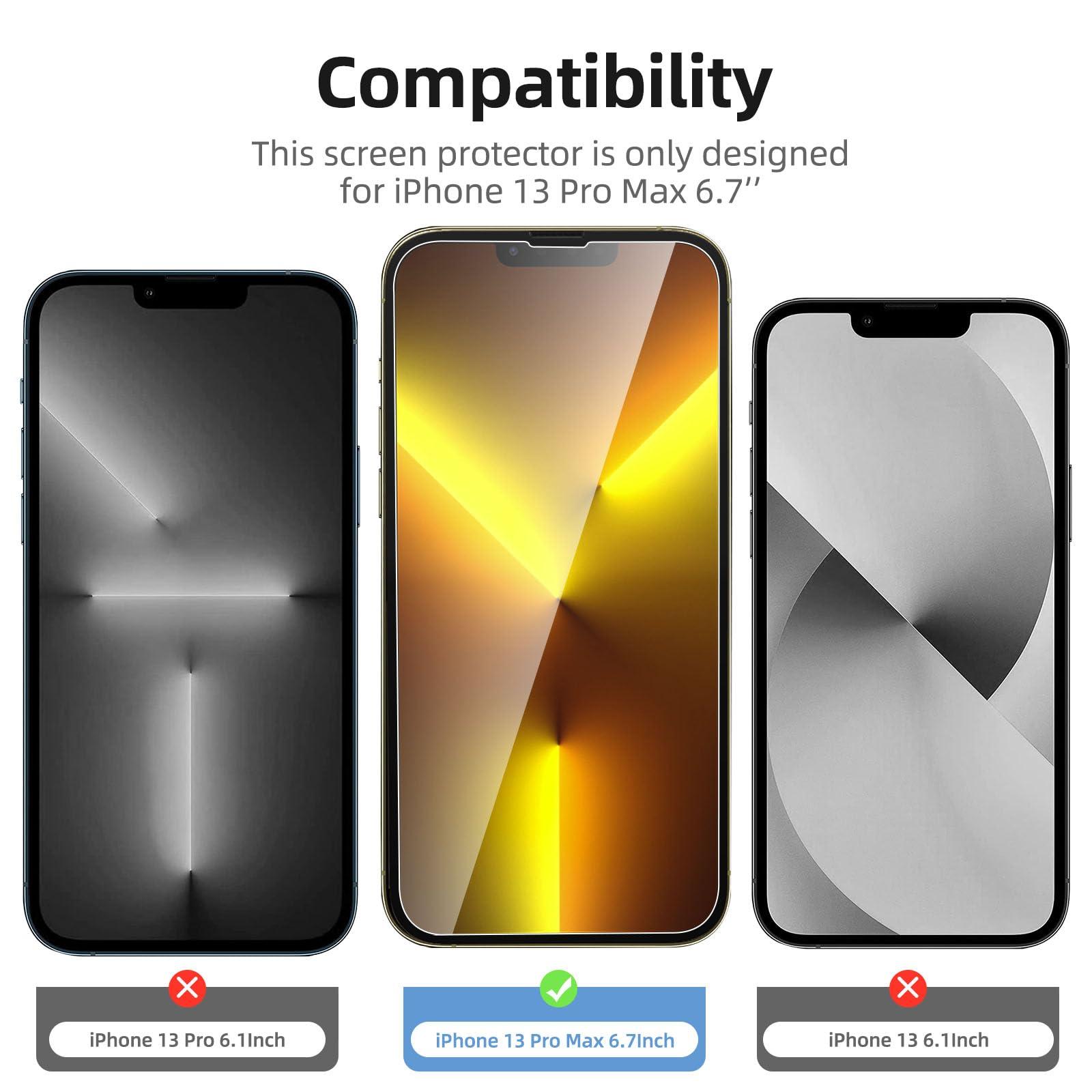 NEW'C 3x for iPhone 13 Pro Max Screen Protector (6.7 inches)+ 3x Camera Lens Protector, Sensor Protection + Dust Plug - Case Friendly Tempered Glass Film, Ultra Resistant - Image 7