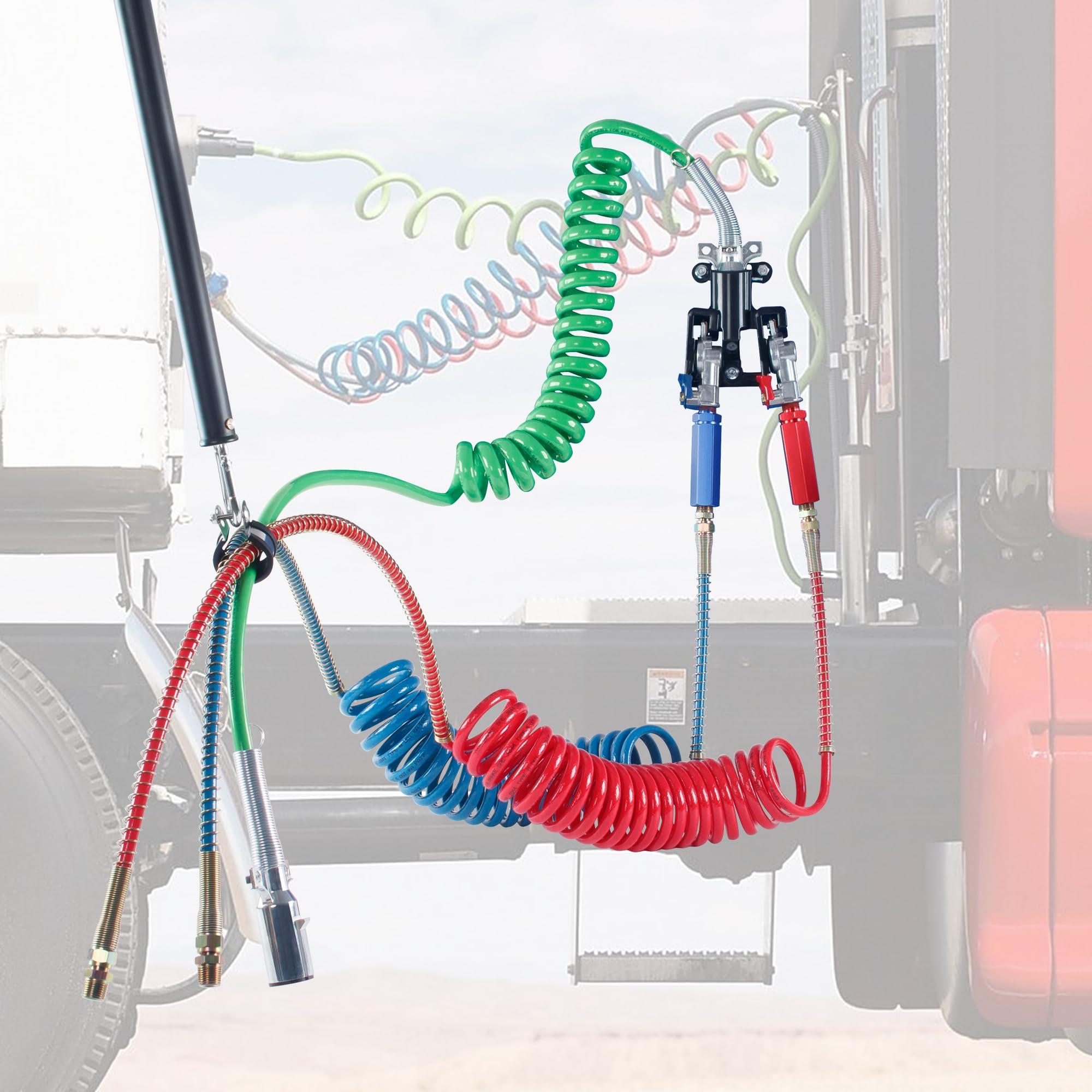 Dazakoot Heavy Duty 16” Single Tender Spring Kit, Tender Spring Assembly with Hanger Bracket, Tender Spring with Plastic Sleeves Assembly for 3-in-1 ABS Air Lines Semi Trucks Tractors Trailers - Image 6