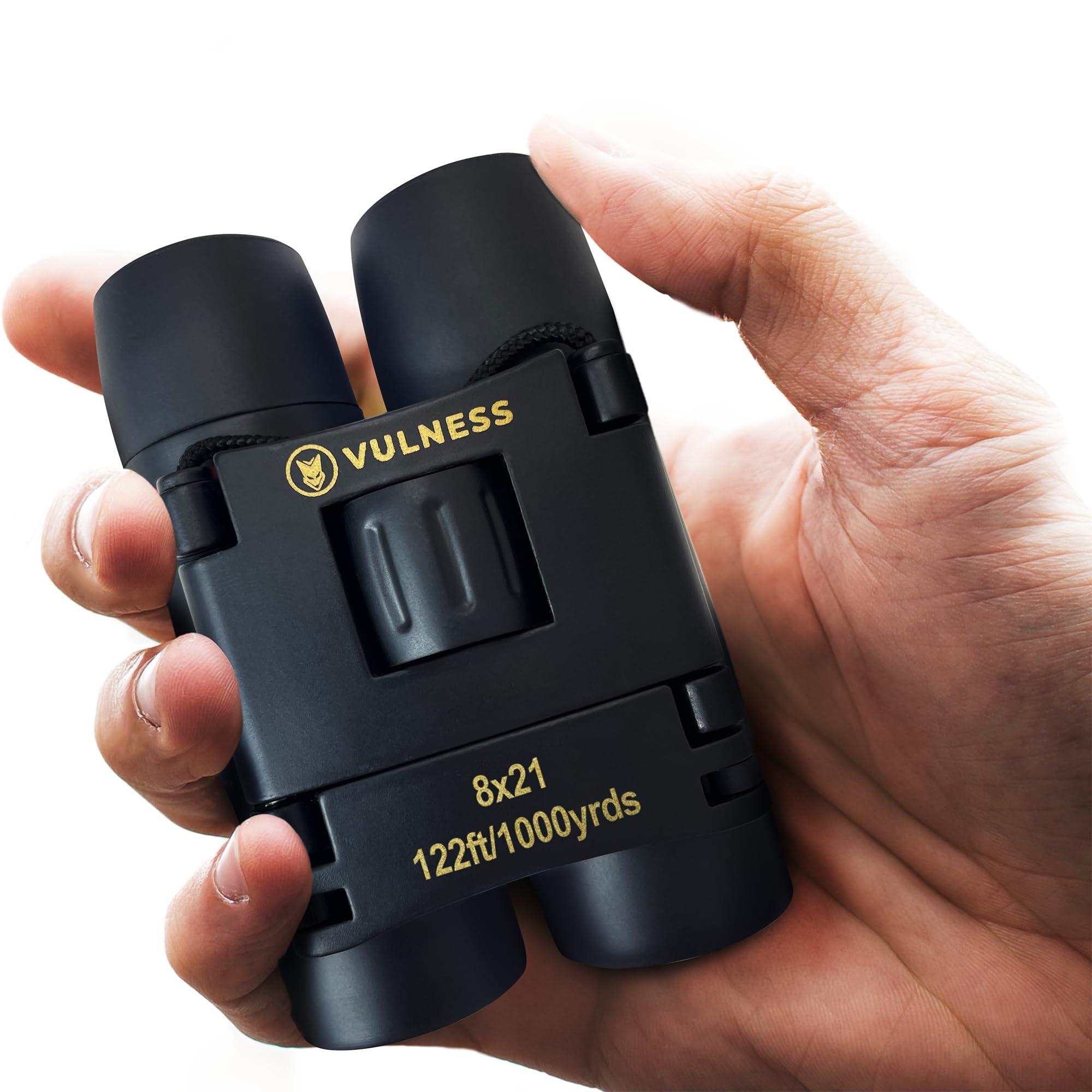 Small Binoculars for Adults and Kids | Cruise Ship Essentials Camping Bird Watching Travel Hiking Accessories Alaska Costa Rica Must Haves Packing List High Powered Mini Compact VULNESS (Black, 8X21)