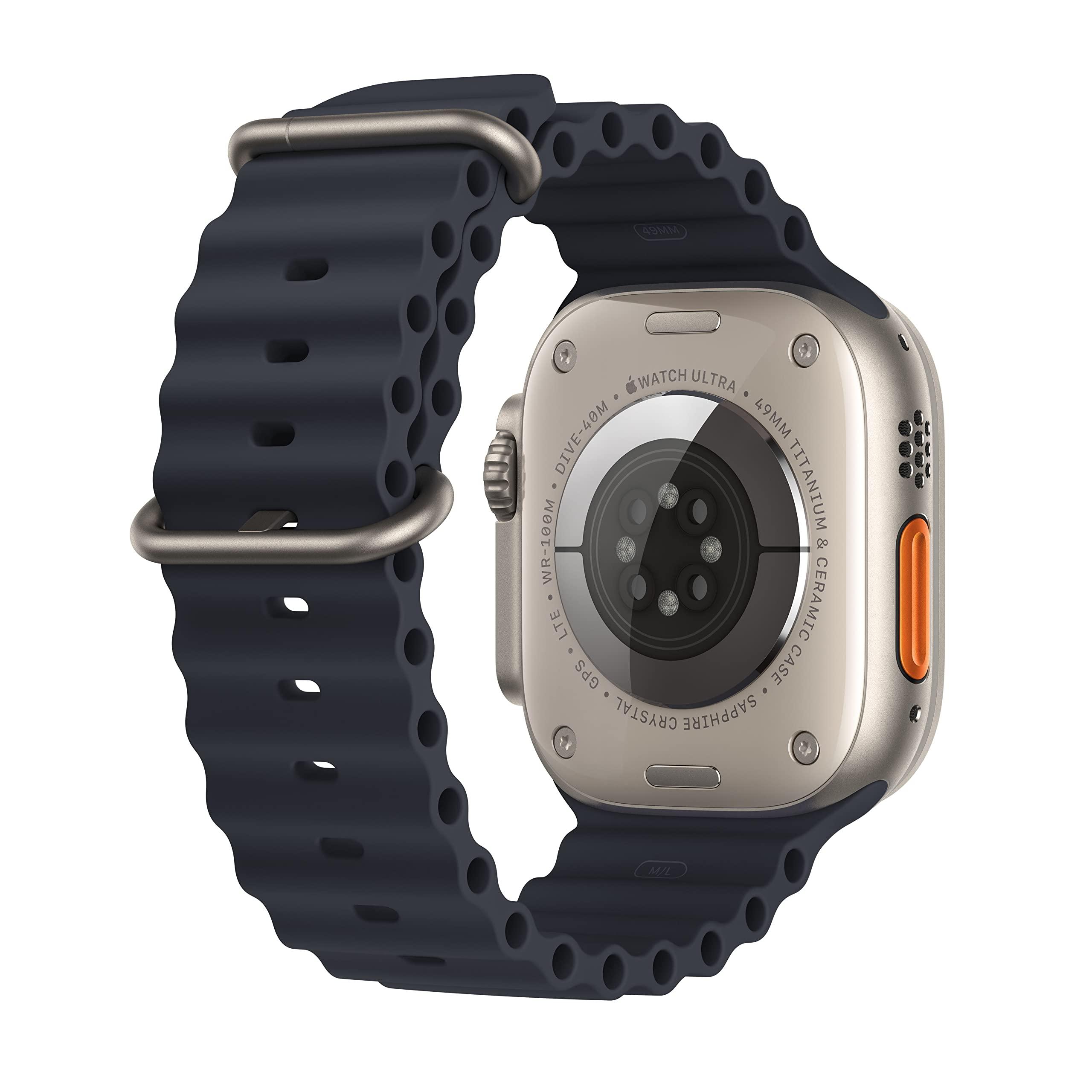 Apple Watch Ultra [GPS + Cellular 49mm] Titanium Case with Midnight Ocean Band, One Size (Renewed Premium) - Image 3