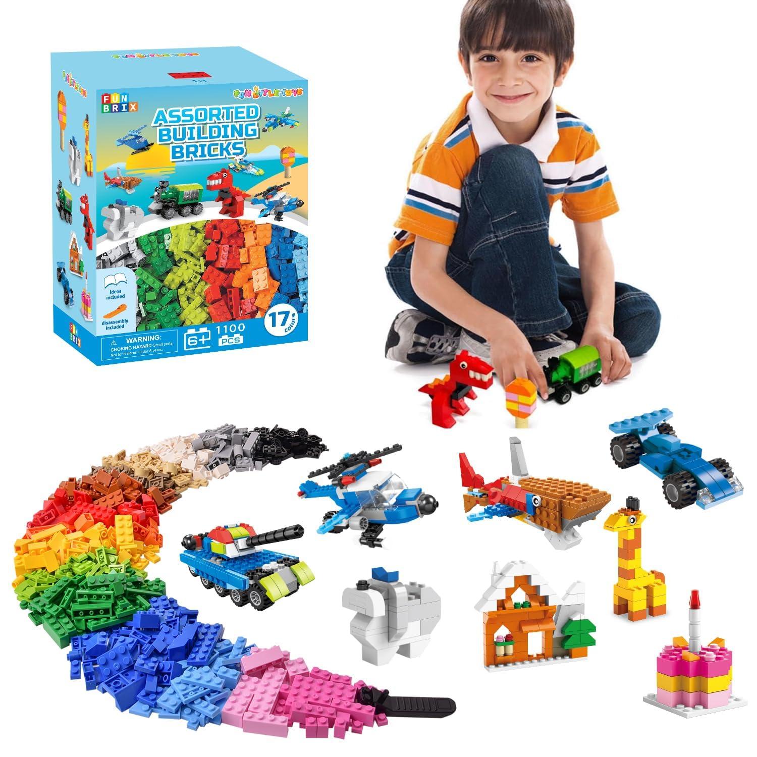 1100 Piece Building Blocks Classic Building Toys, Creative Bulk Building Bricks Sets Compatible with Legos Baseplate Sets 17 Colors Mixed 147 Shapes for Kids Party Favors Birthday - Image 7