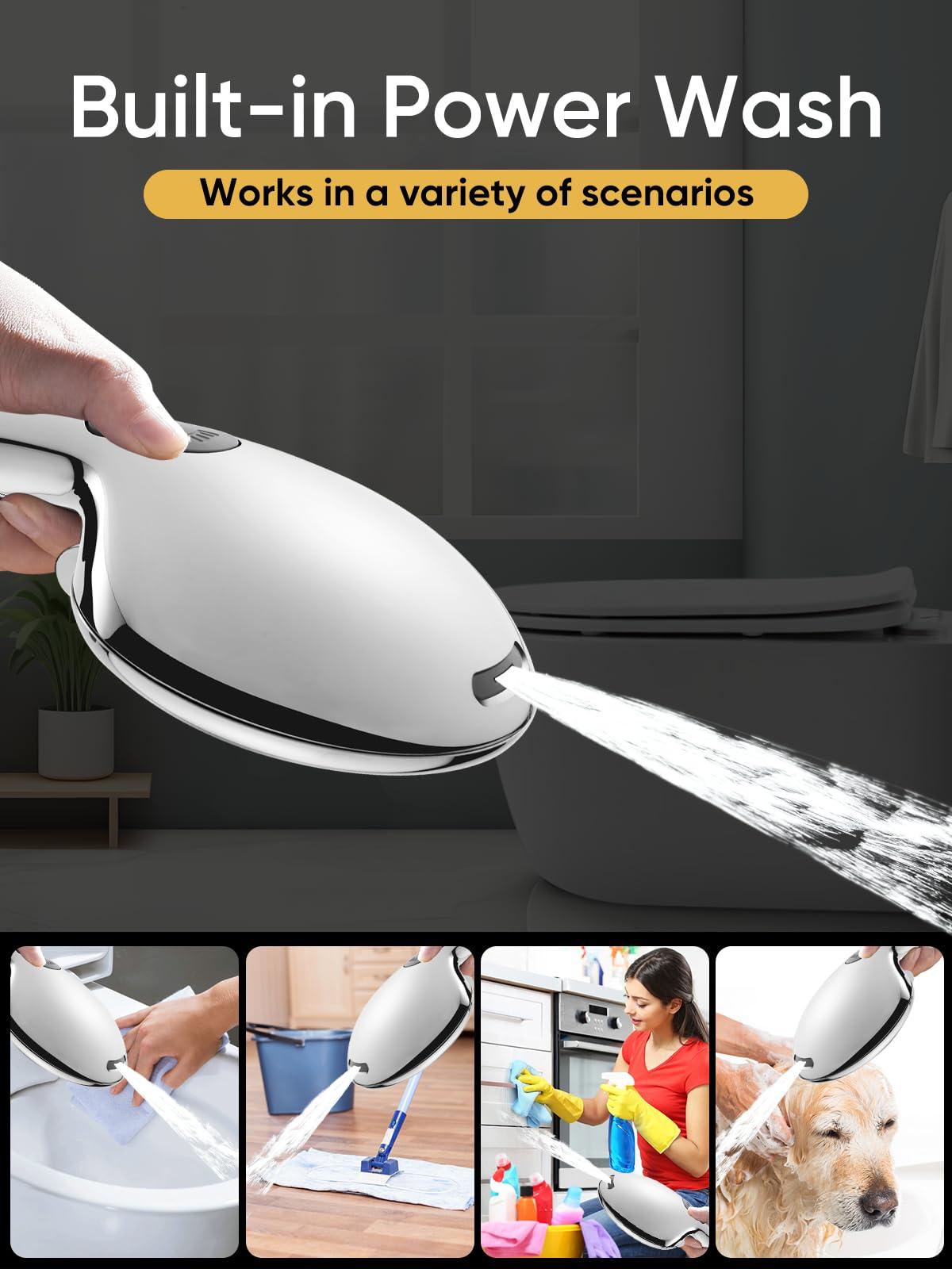 Cobbe High Pressure 9 Functions Shower Head with handheld - Luxury Modern Chrome Look, Built-in Power Spray to Clean Corner, Tub and Pets, Stainless Steel Hose Adjustable Bracket, Chrome - Image 4