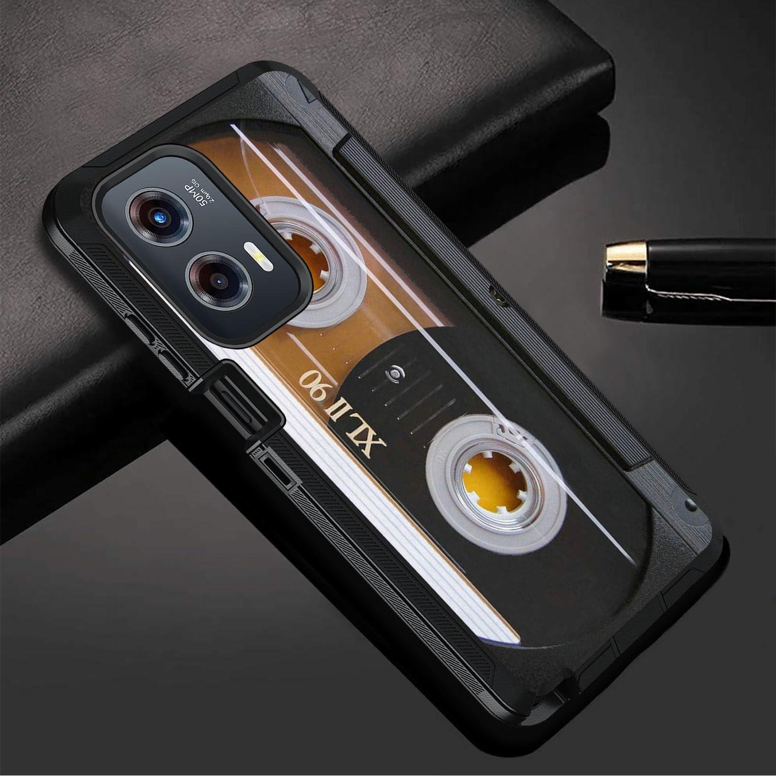 BWOOLL for Motorola Moto G Stylus 5G 2024 Case, Heavy Duty 3 in 1 Hybrid Hard PC & Soft Silicone Shockproof Drop Protection Case for Moto G Stylus 5G 2024, Vintage 80s Music Cassette - Image 4