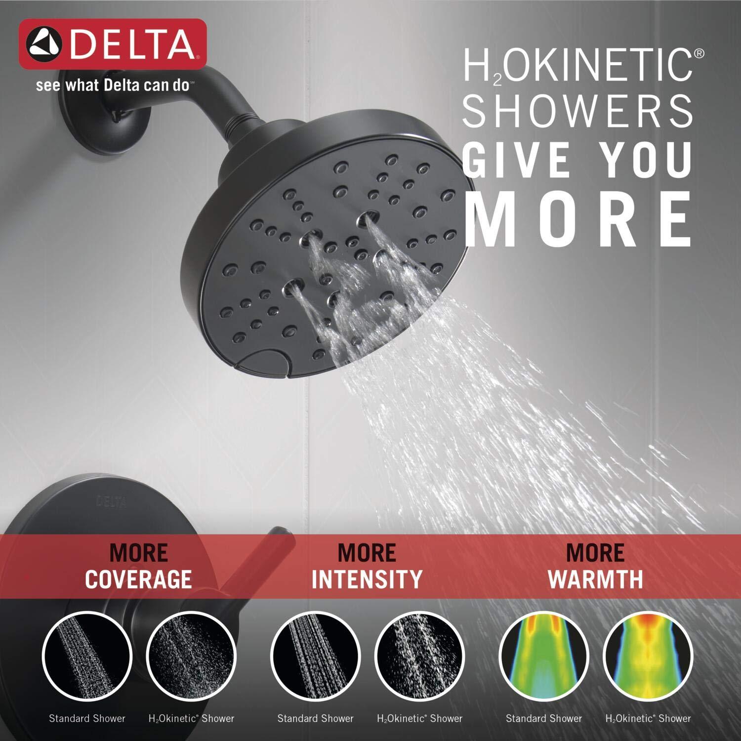 Delta Faucet Nicoli 14 Series Single-Handle Tub and Shower Trim Kit, Shower Faucet with 5-Spray H2Okinetic Shower Head, Matte Black 144749-BL (Shower Valve Included) - Image 5