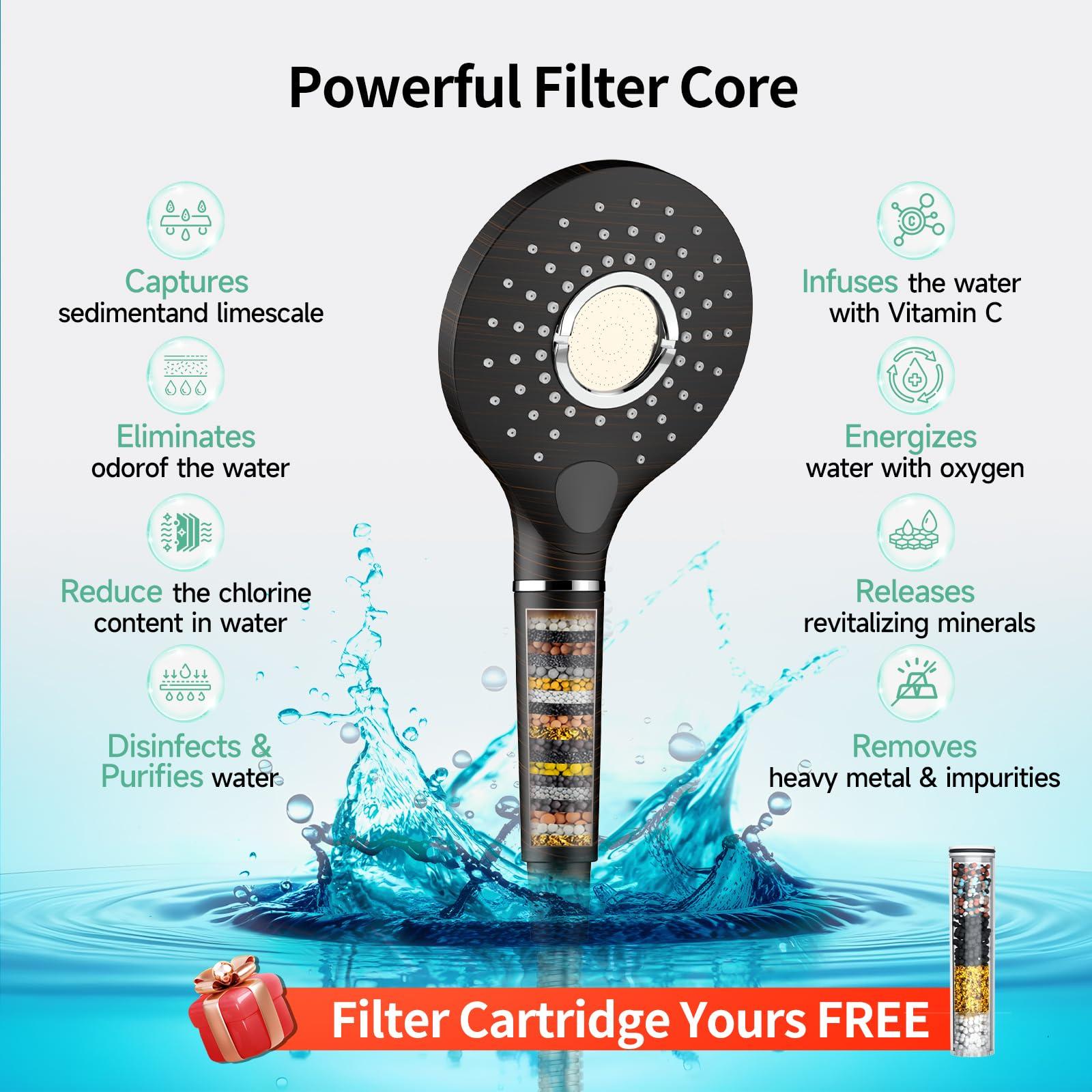 SunCleanse Shower System - 8 Inch Dual Filtered Rainfall Shower Head Combo - High Pressure 3 Spray Mode Showerhead-Included Rough in Valve and Trim Kit - Oil Rubbed Bronze - Image 3
