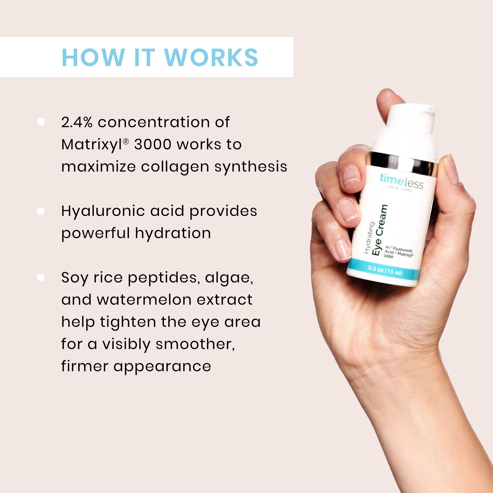 Timeless Skin Care Hydrating Eye Cream - Skin Care Cream for Eyes with Hyaluronic Acid - Hydrating Beauty Product for Personal Care - 0.5 oz (Pack of 2) - Image 4