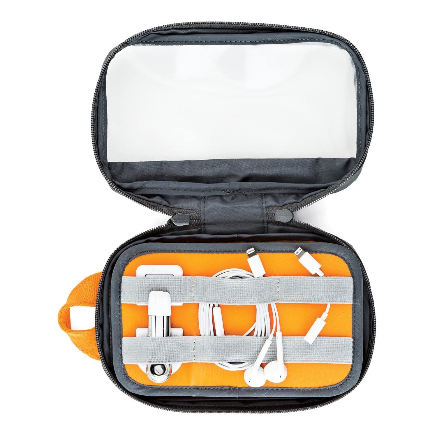 Lowepro GearUp Pouch Mini, Travel Essentials, Travel Case for Phone Cords, Cables, Adapters, USB Sticks, Smartphone Accessories, Made of Recycled Fabric, Grey - Image 6