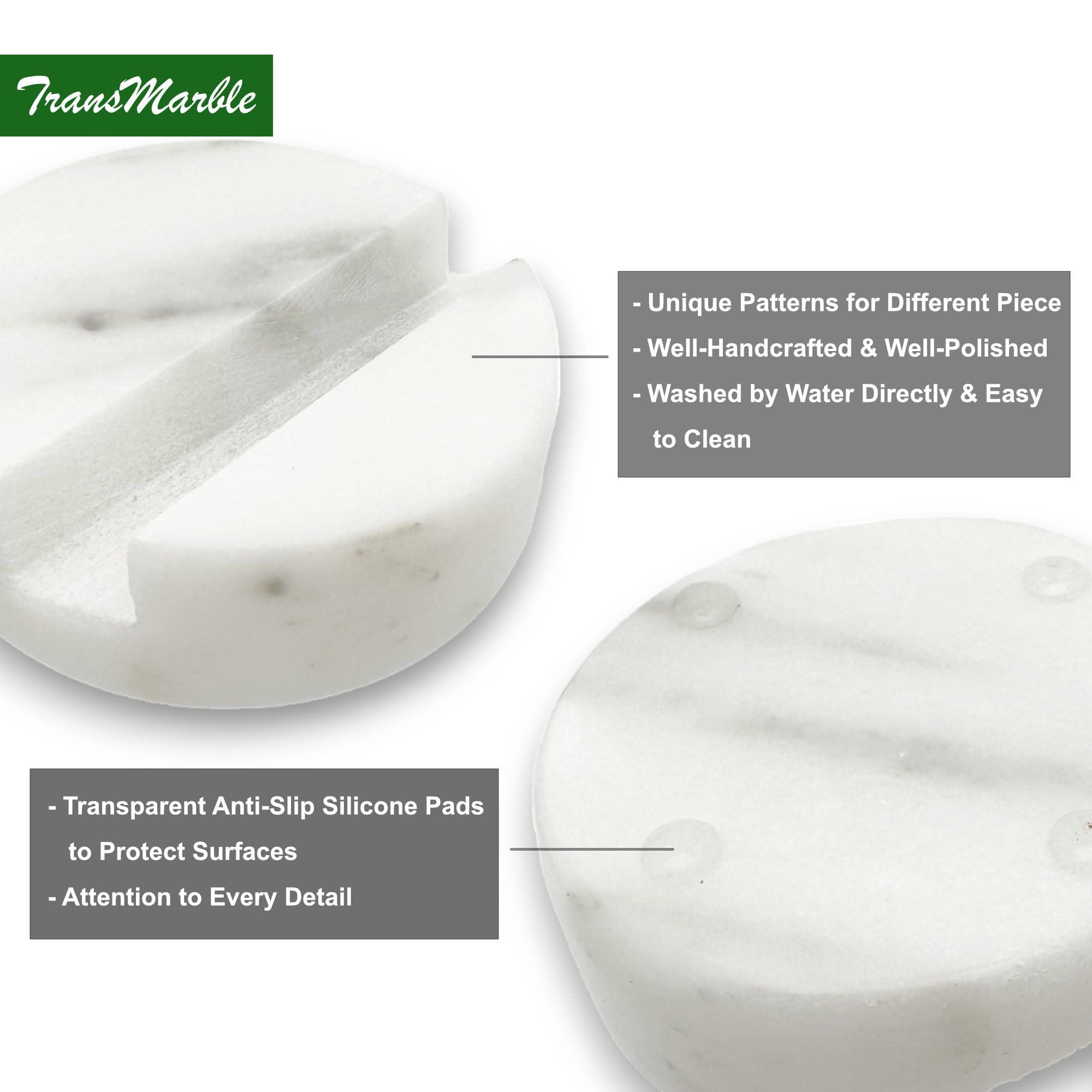 TransMarble Luxury Marble Cell Phone Stand Holder for Popular Smartphones (1 Pcs) - Real Solid Marble Mobile Phone Stands as Office Desk or Kitchen Countertop Decor (Starry White) - Image 4