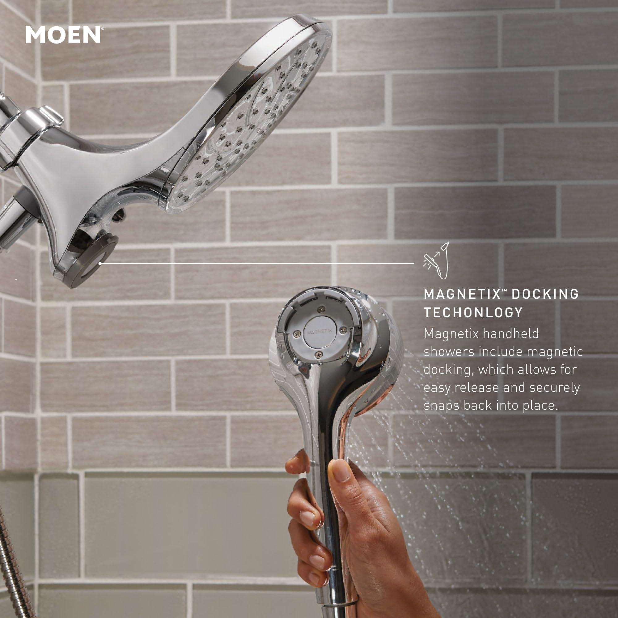 Moen Engage Chrome Magnetix 2-in-1 Combo Rain Showerhead with Detachable Handheld Shower Spray, Featuring Magnetic Docking System, 26009 - Image 4