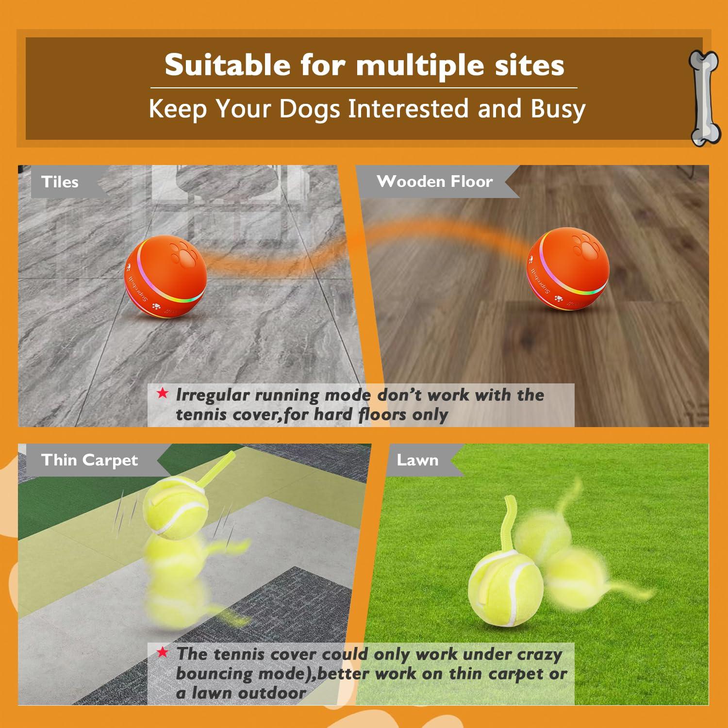 PetDroid Interactive Dog Toys Dog Ball,[2025 Newly Upgraded] Durable Motion Activated Automatic Rolling Ball Toys for/Small/Medium/Large Dogs,USB Rechargeable (Orange) - Image 5