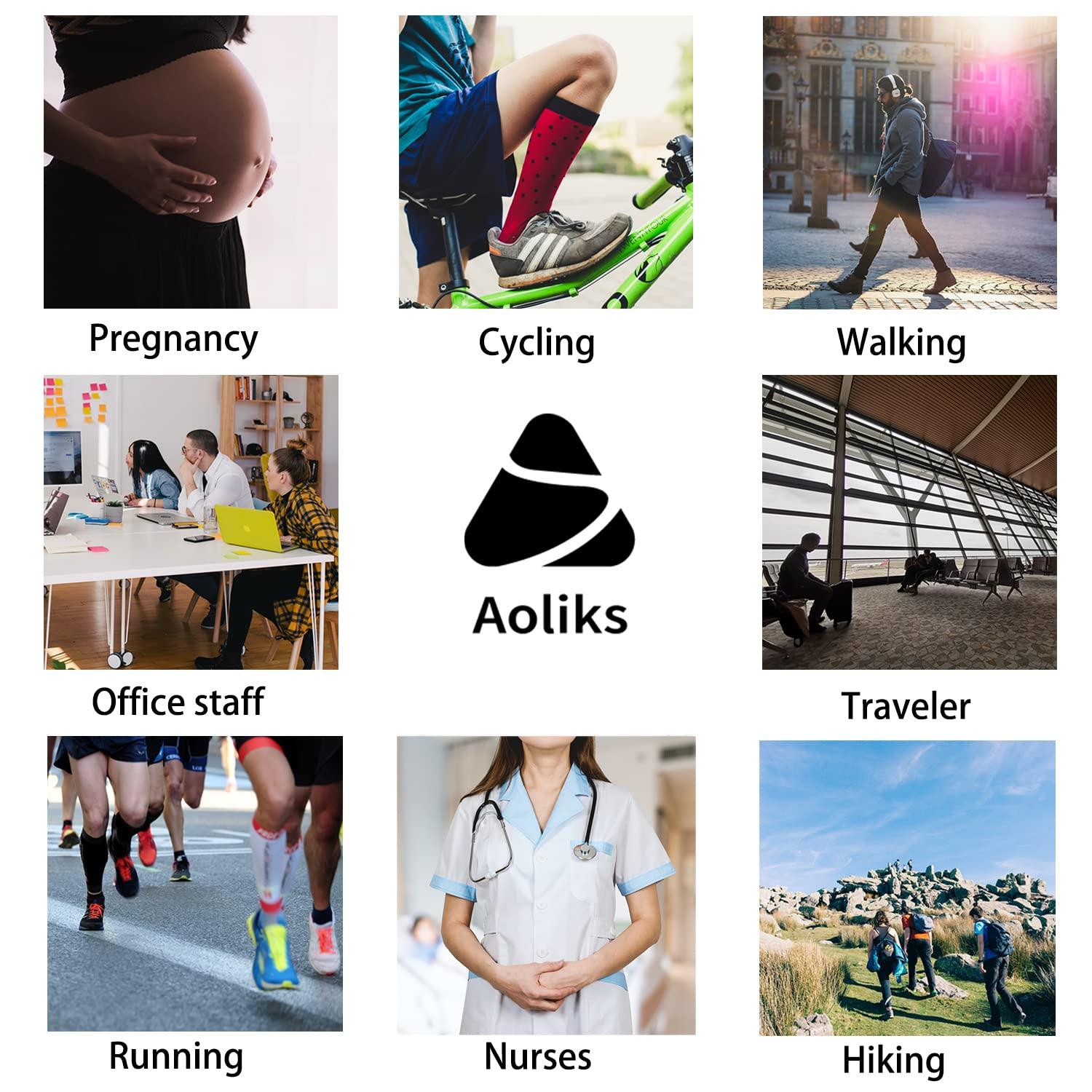 Aoliks Compression Socks for Women & Men 4 Pairs, Best Support for Nurses Running Travel - Image 5