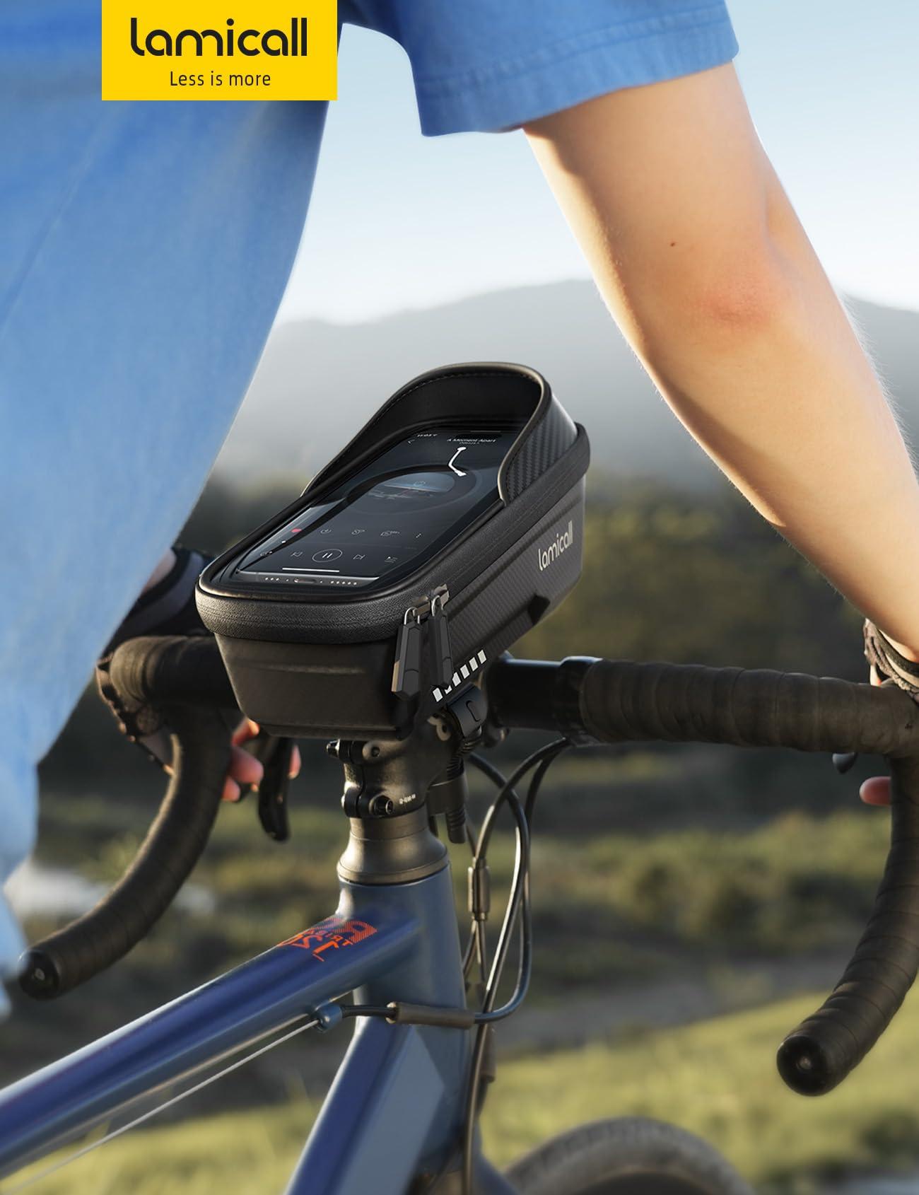 Lamicall Bike Frame Bag Waterproof - [1s Release] [2 in 1] Bike Phone Bag, Bike Phone Holder Mount, Bicycle Top Tube Bag, Cycling Pouch with Rain Cover, Bike Accessories for Phones Under 7" - Image 7