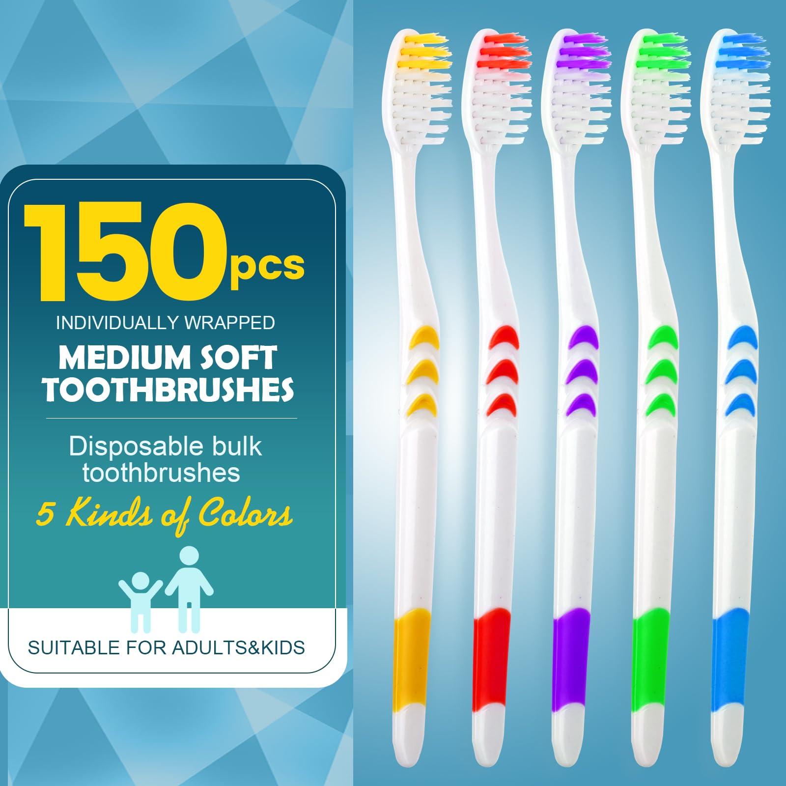 Navona 150 PCS Individually Wrapped Bulk Toothbrush Pack, Disposable Soft Bristle for Adult or Kid, Ergonomic Handle, Perfect for Travel, Hotel, Donation - Image 2