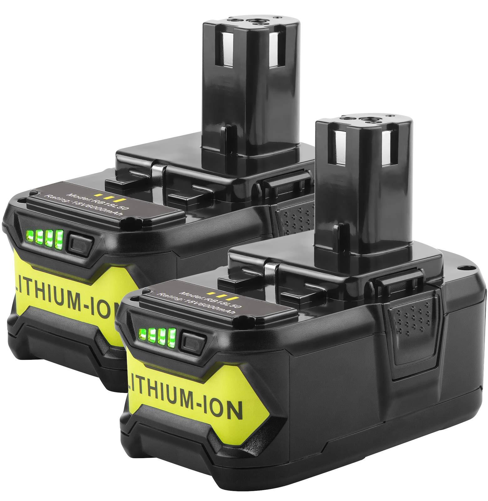 TREE.NB 6.0Ah Replacement for Ryobi 18V Battery High Capacity Replace for Ryobi One 18V Battery Compatible with Ryo-bi 18volt Battery P102 P103 P104 P105 P107 P108 P109 P122