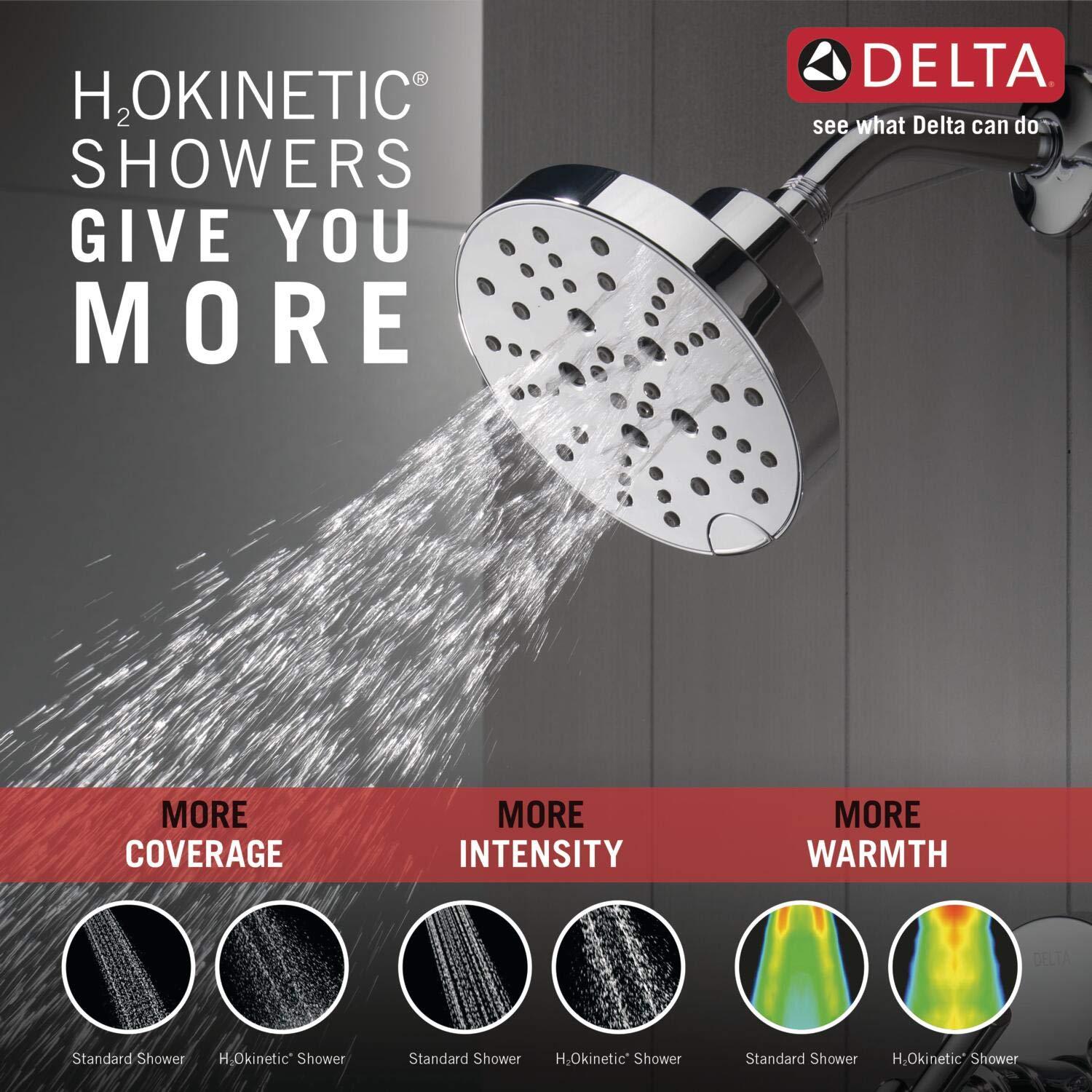 Delta Faucet Nicoli 14 Series Single-Handle Shower Faucet, Shower Trim Kit with 5-Spray H2Okinetic Shower Head, Chrome 142749 (Shower Valve Included) - Image 5