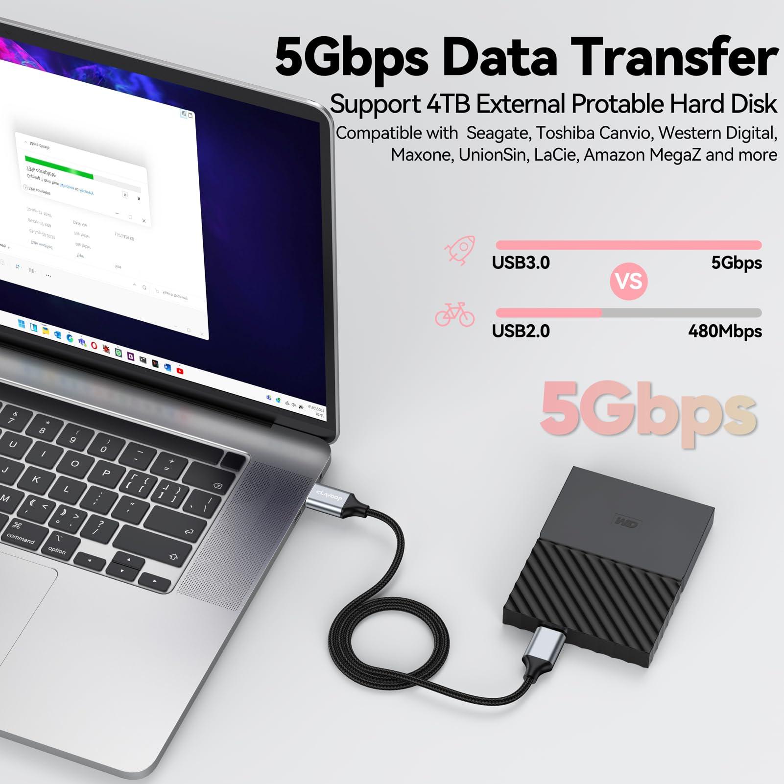 CLAVOOP USB 3.0 Micro B Cable 1.5 FT, External Hard Drive Cable 5 Gbps High-Speed USB A to Micro B Cord Compatible for Seagate Xbox One Toshiba WD Western Digital Hard Drive - Image 2