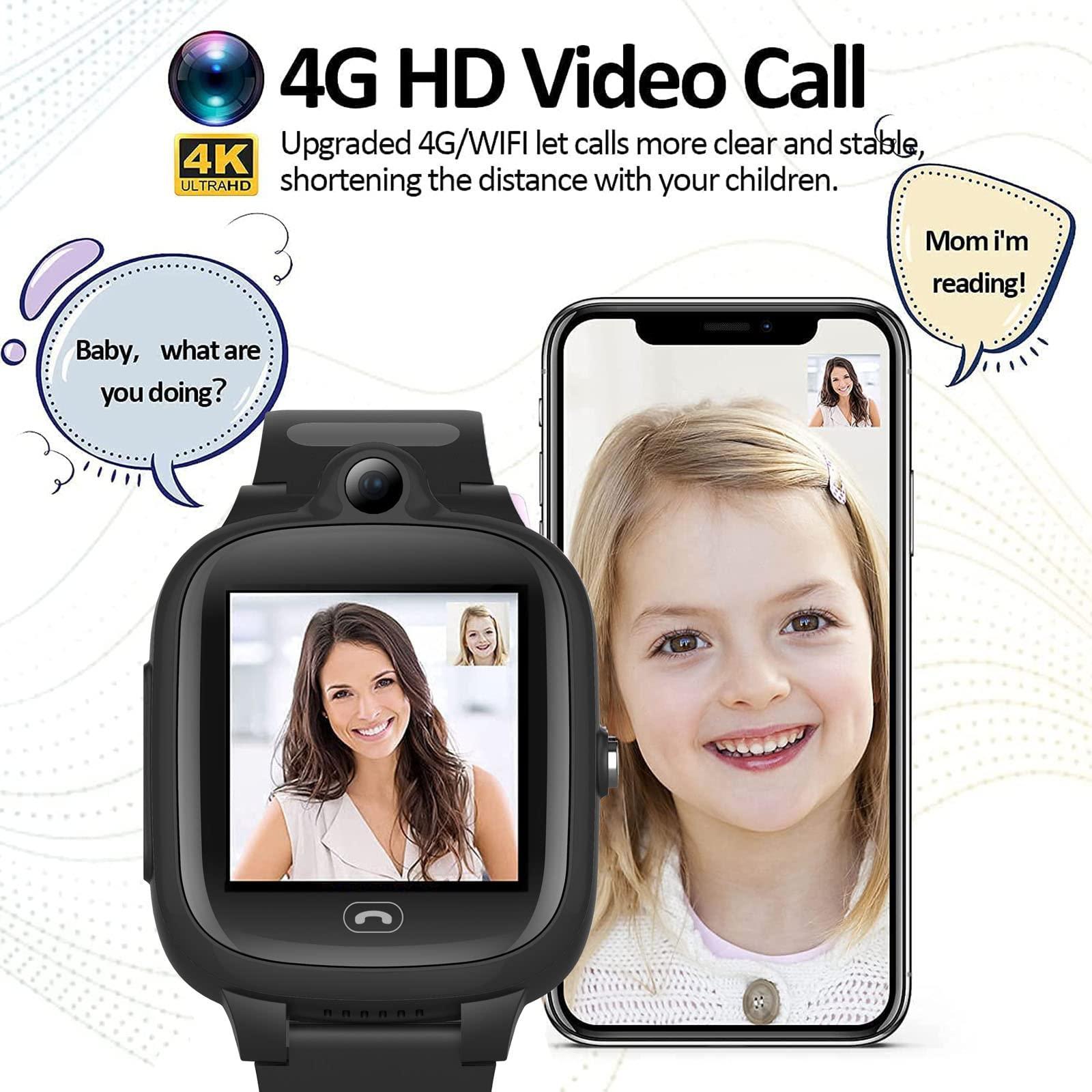 Kids Elderly 4G GPS Smart Watch Global Version Waterproof Real-Time Tracking Phone Video Call and Text SOS Emergency Alarm Voice Message Camera Geo-Fence Pedometer Anti-Lost GPS Tracker Birthday - Image 3