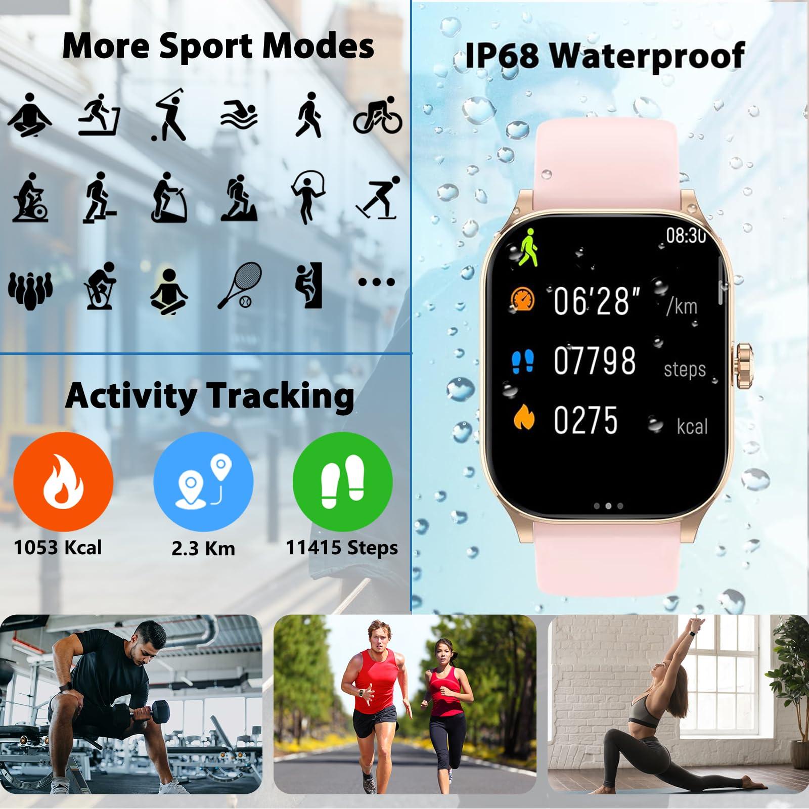 Smart Watch(Answer/Make Call), 2.01" HD Smartwatch for Women Men, Fitness Tracker with 100+ Sport Modes, IP68 Waterproof, Heart Rate/Sleep/Spo2 Monitor, Activity Tracker for Android and iPhone - Image 4