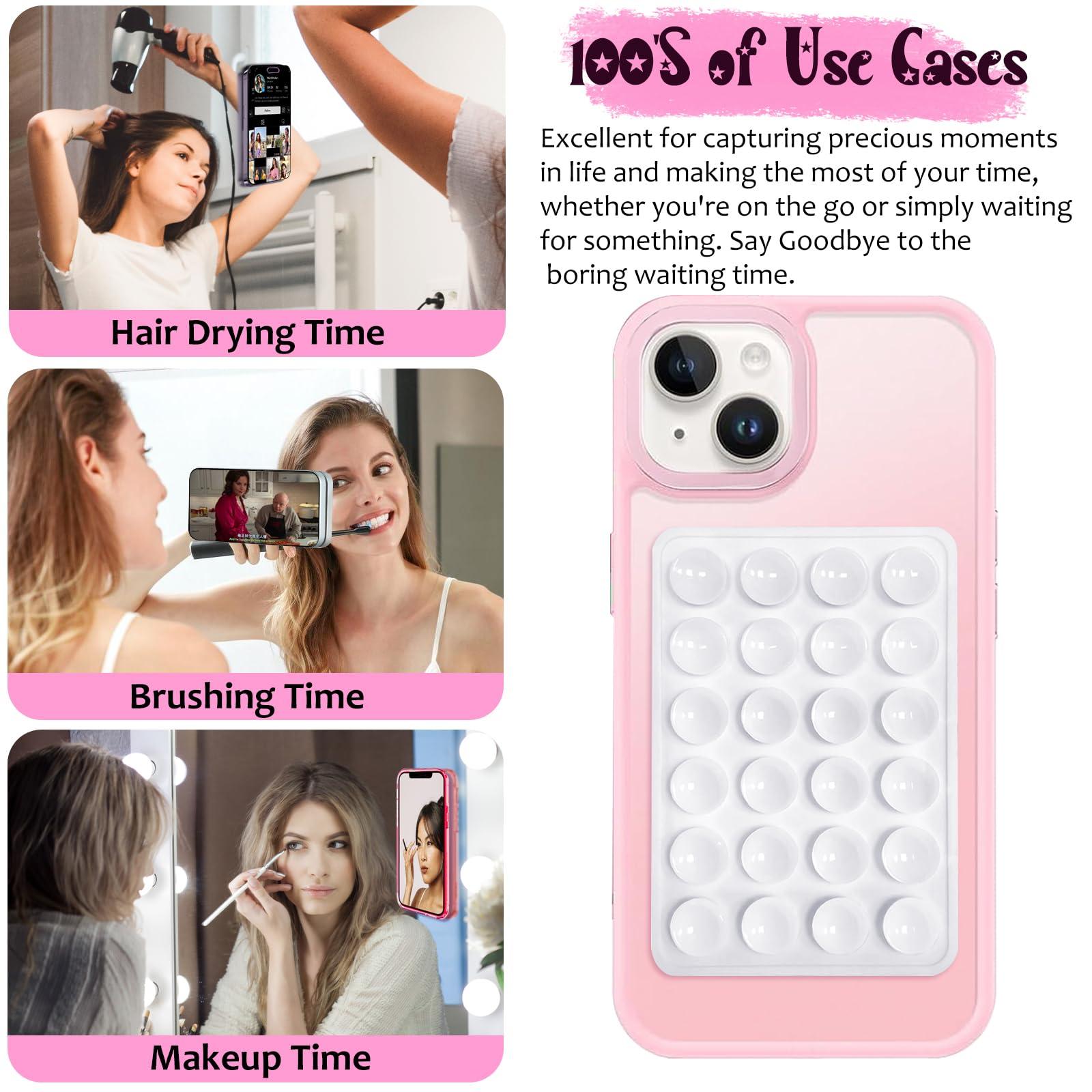 LvShuLiangPin Silicone Suction Phone Case Mount, Silicon Adhesive Phone Accessory for Smartphones, Hands-Free Mirror Shower Phone Holder for Selfies, Tiktok Videos (Rose) - Image 3