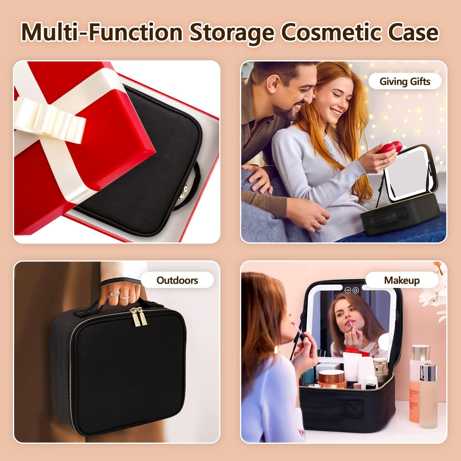 VANMRIOR Travel Makeup Bag with LED Lighted Make up Case with Mirror 3 Color Setting Cosmetic Makeup Box Organizer Vanity Case for Women Beauty Tools Accessories Case Rechargeable - Image 7