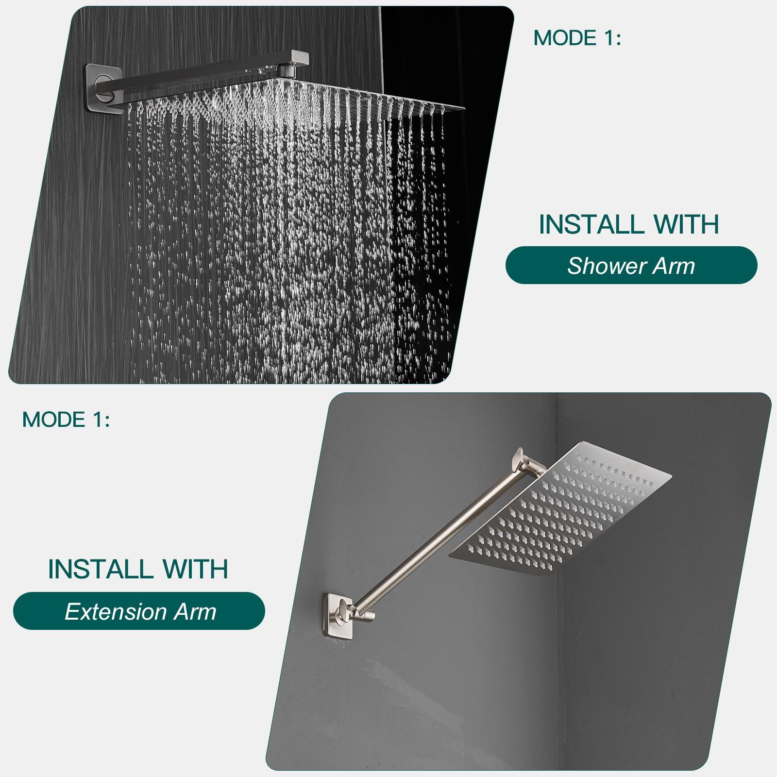 Hoimpro 12 Inch Square Rain Shower Head, Large Waterfall Rainfall Showerhead, High Pressure Stainless Steel Rainhead, 1/16'' Ultra-Thin Water Saving Design with Silicone Nozzle, Brushed Nickel - Image 8