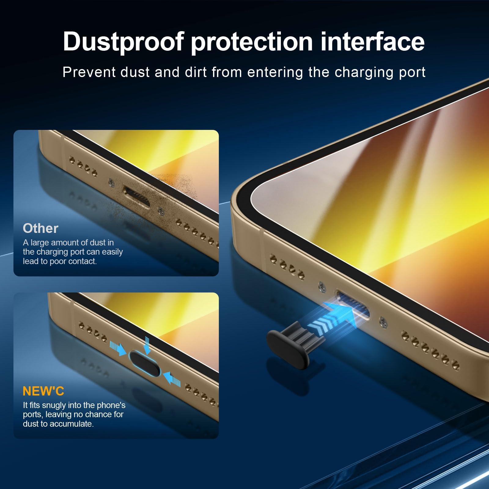 NEW'C 3x for iPhone 13 Pro Max Screen Protector (6.7 inches)+ 3x Camera Lens Protector, Sensor Protection + Dust Plug - Case Friendly Tempered Glass Film, Ultra Resistant - Image 4