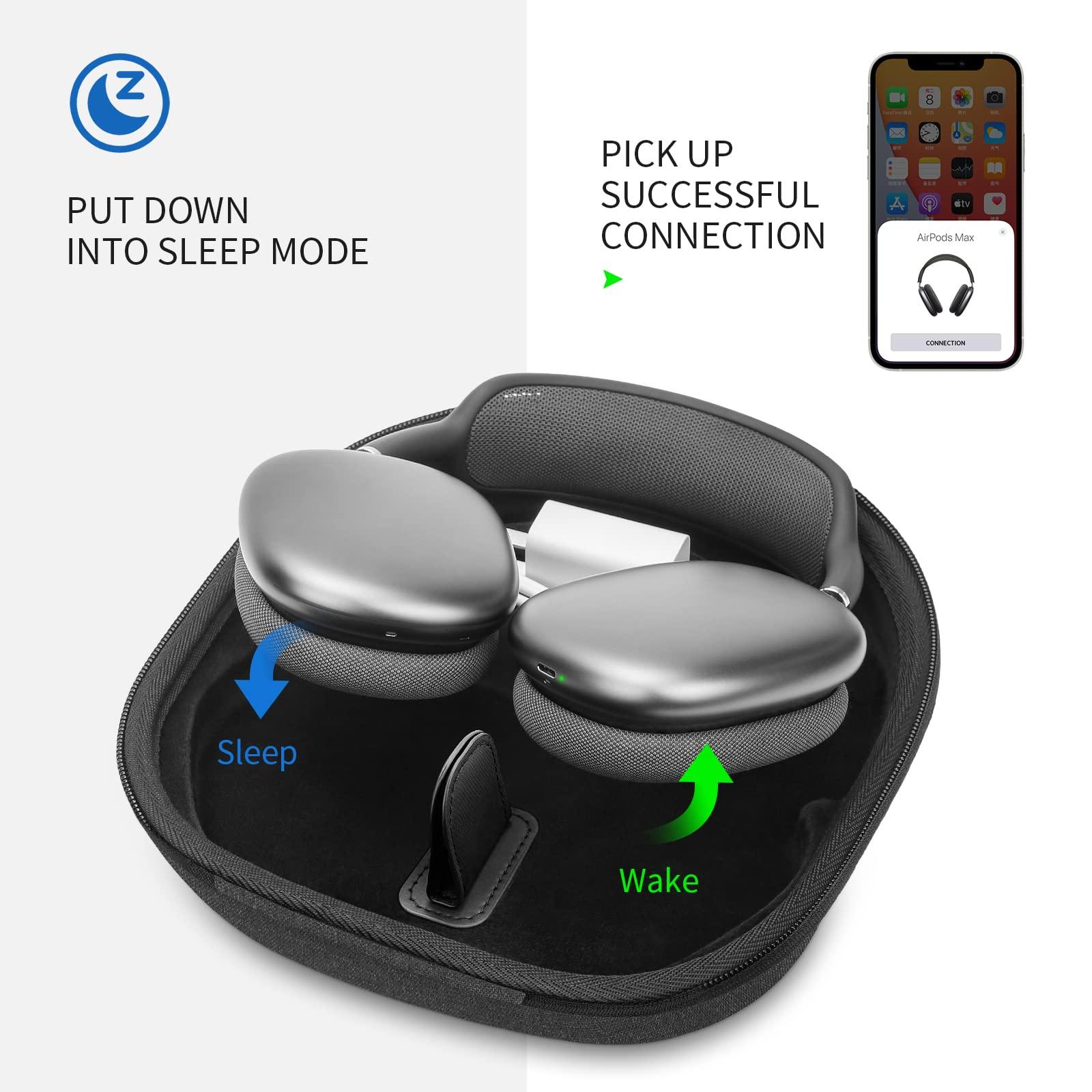 Smart Case for Apple AirPods Max Supports Sleep Mode, Hard Organizer Portable Carry Travel Cover Storage Bag - Image 2