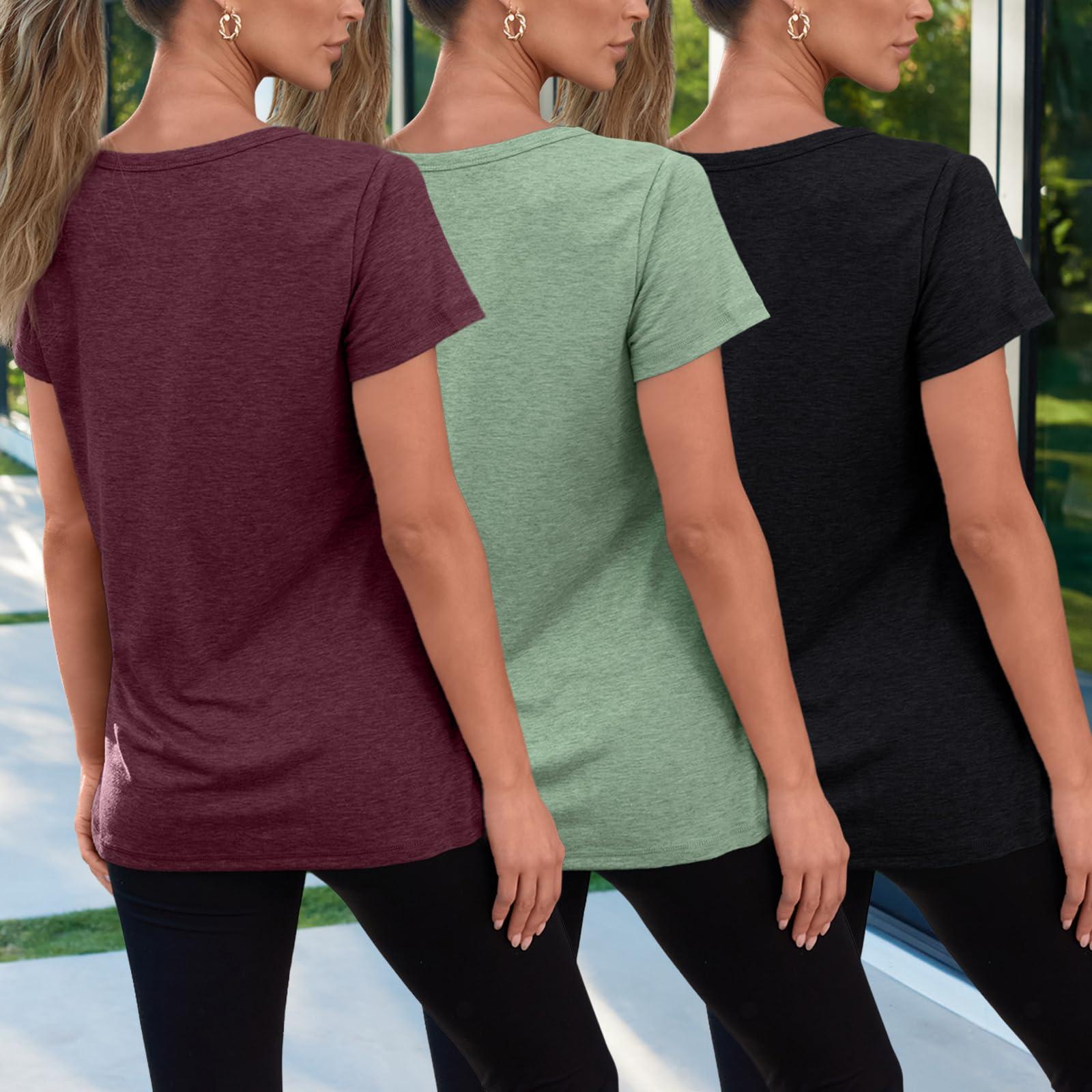 SUNBS Womens 3 Pack T-Shirts Short Sleeve Summer Tops Fashion Basic Tees Comfy Casual Vacation Outfits Workout Clothes 2025 - Image 4