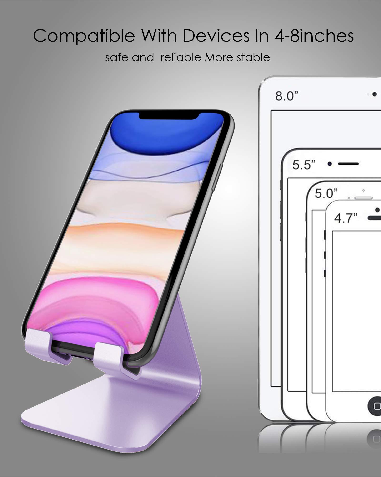 CreaDream Cell Phone Stand, Cradle, Holder,Aluminum Desktop Stand Compatible with Switch, All Smart Phone, iPhone 11 Pro Xs Max Xr X Se 8 7 6 6s Plus SE 5 5s-Purple - Image 4