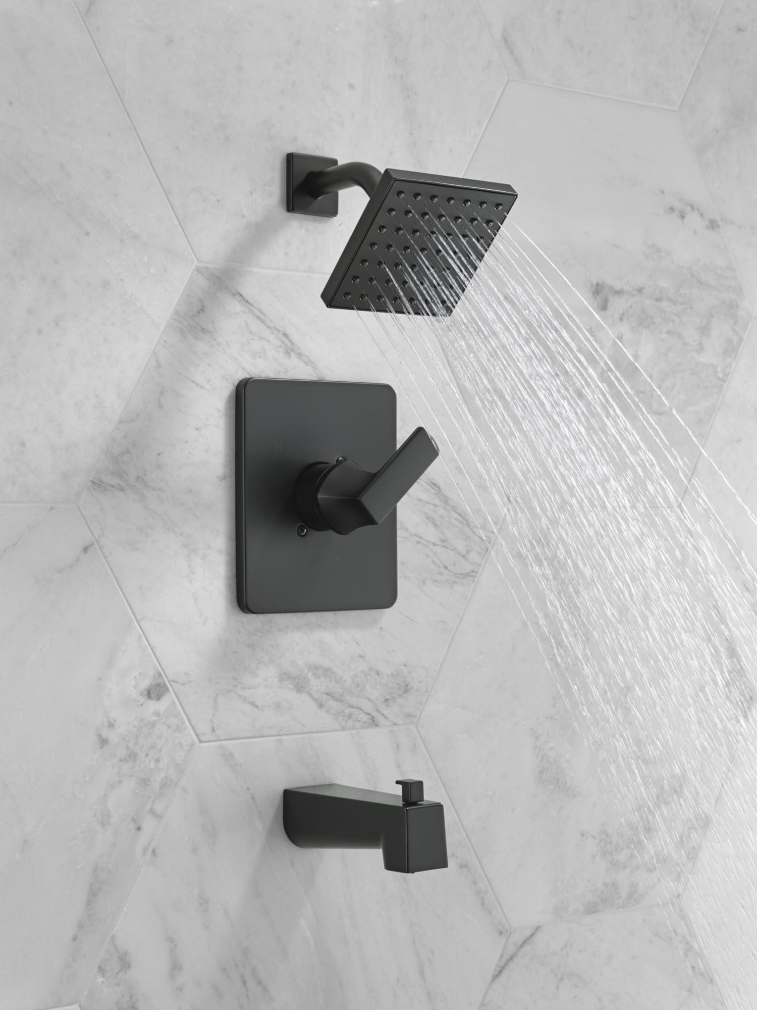 Delta Faucet Velum 14 Series Single-Function Black Tub and Shower Faucet Set, Valve Trim Kit, Shower Handle, Delta Shower Trim Kit, Shower Set, Matte Black T14437-BL (Valve Not Included) - Image 2