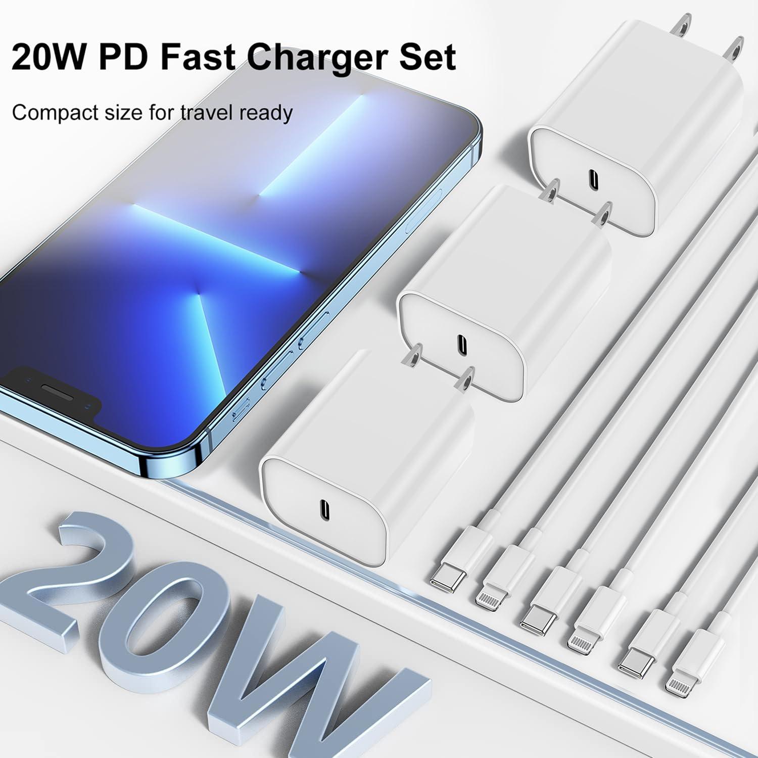 Fast Charger for iPhone Charger Fast Charging 6ft Lightning Cable,for iPhone 14 13 12 Pro Max Charger Fast Charging with 20w USB C Charger Block,Type C to Lightning Cord for iPhone 11 Pro Max/XS-White - Image 7