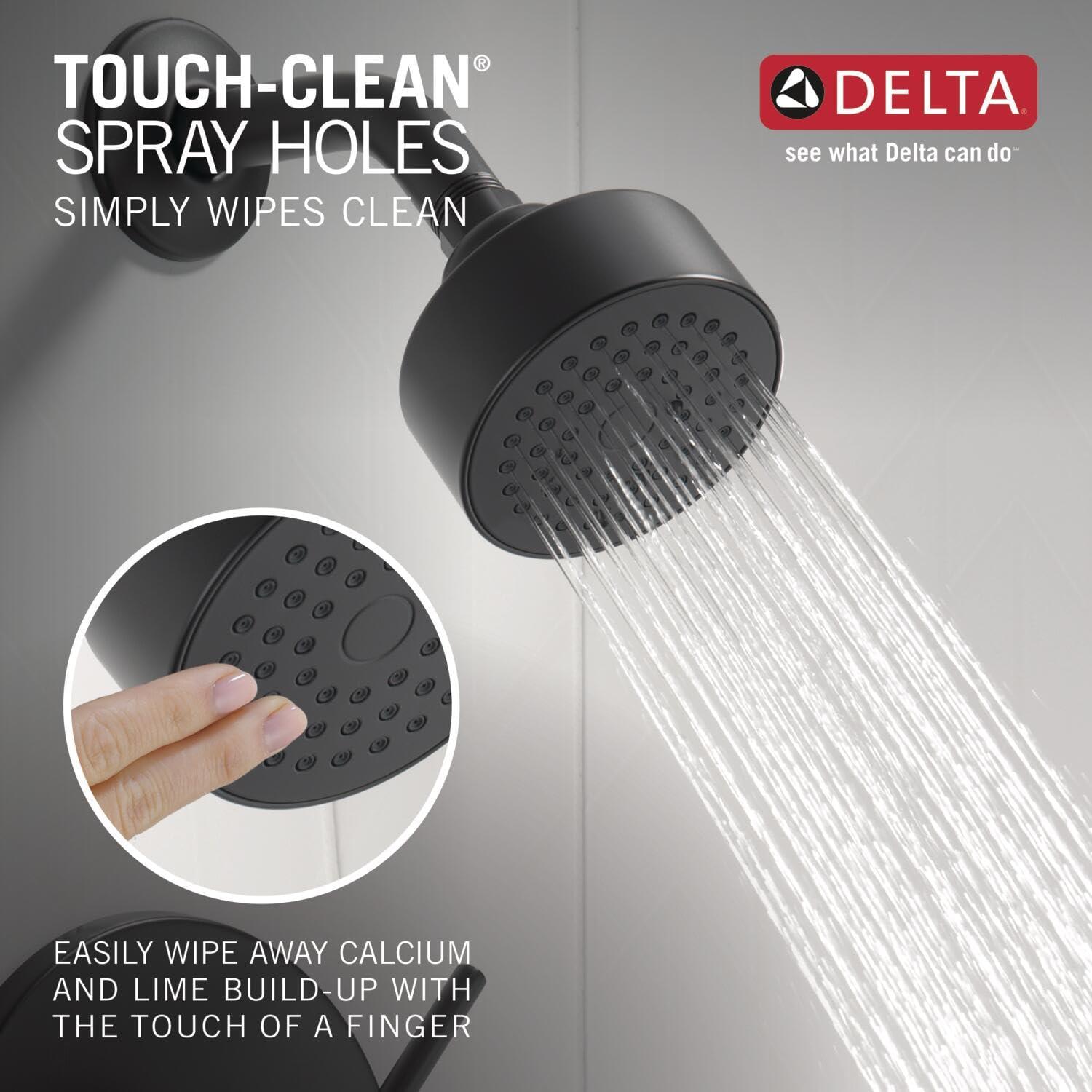 Delta Faucet Modern 14 Series Matte Black Shower Faucet, Delta Shower Trim Kit with Single-Spray Touch-Clean Black Shower Head, Matte Black T14259-BL-PP (Valve Not Included) - Image 5