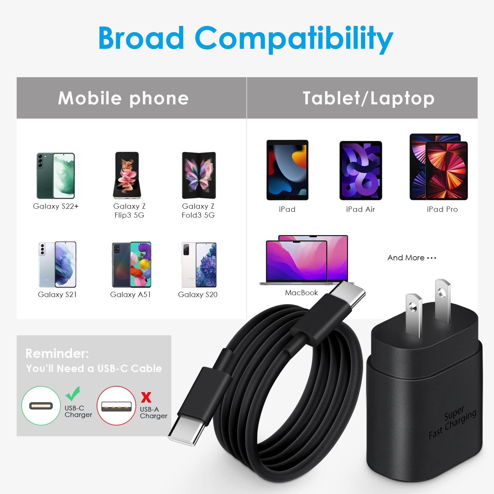 25W USB-C Fast Charger Block with C-to-C Cable [PD PPS Compatible] for Galaxy S24/S23/S22, Pixel 8/7, Z Flip 5, i Phone 16/15 - Compact Type C Charger - Image 7