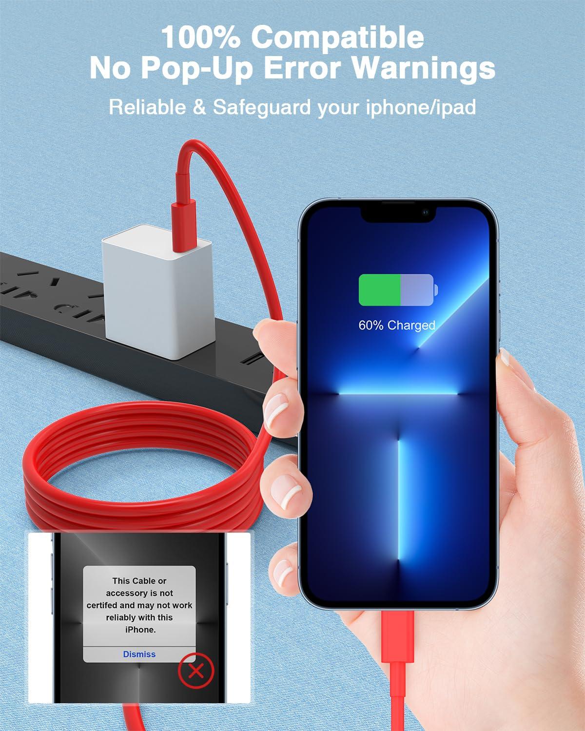Susnwere USB C to Lightning Cable (2pack 6ft), Apple MFi Certified iPhone Fast Charger 2m, Power Delivery Original Type C Charging Cord for Apple iPhone 13/12/11 Pro/11/XS MAX/XR/8/7/6s Plus,iPad - Image 3