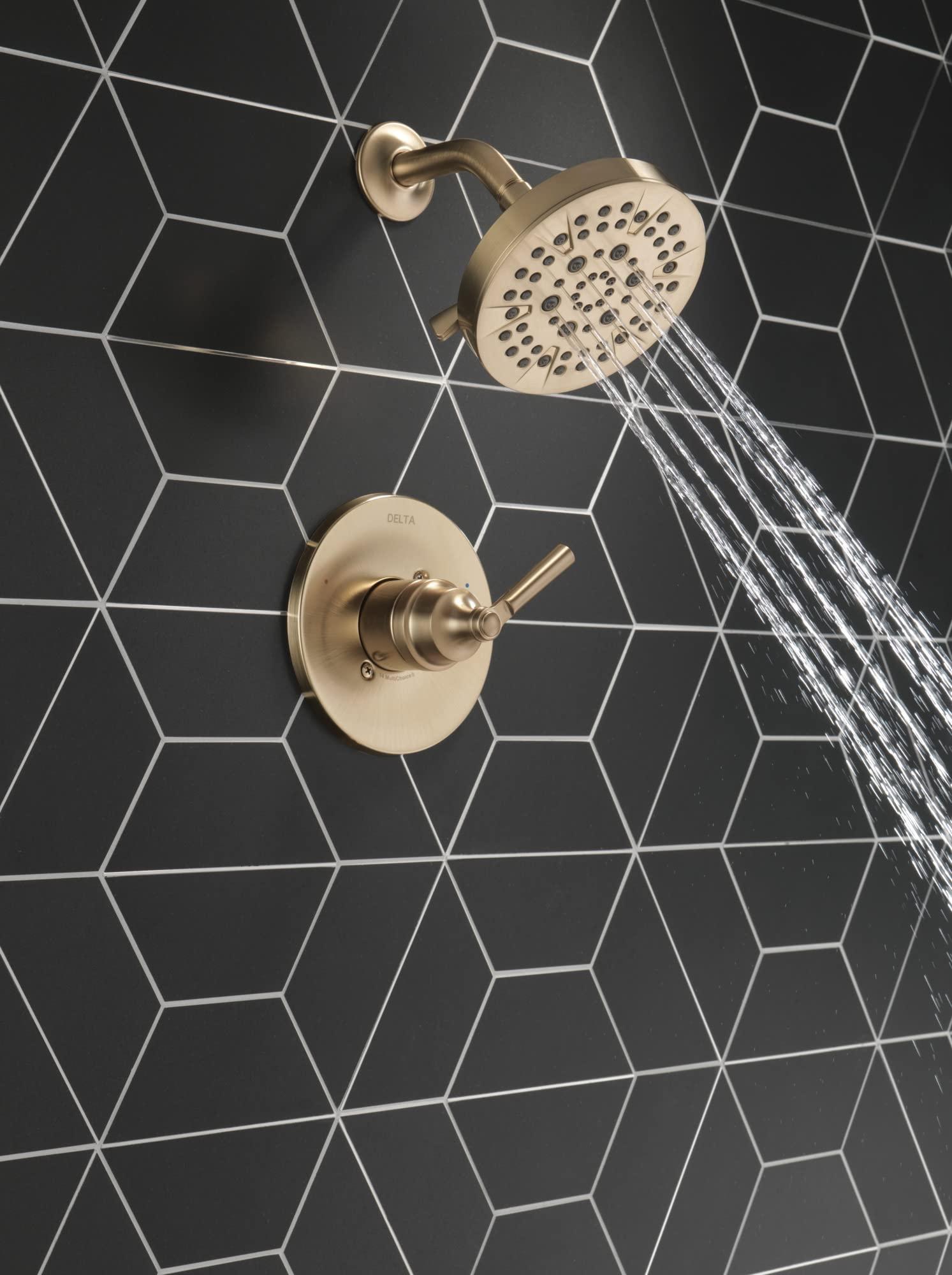 Delta Faucet Saylor 14 Series Gold Shower Valve Trim Kit, Delta Shower System, Shower Faucet Set, Gold Shower Fixture, Shower Head and Handle Set, Champagne Bronze T14235-CZ (Valve Not Included) - Image 2