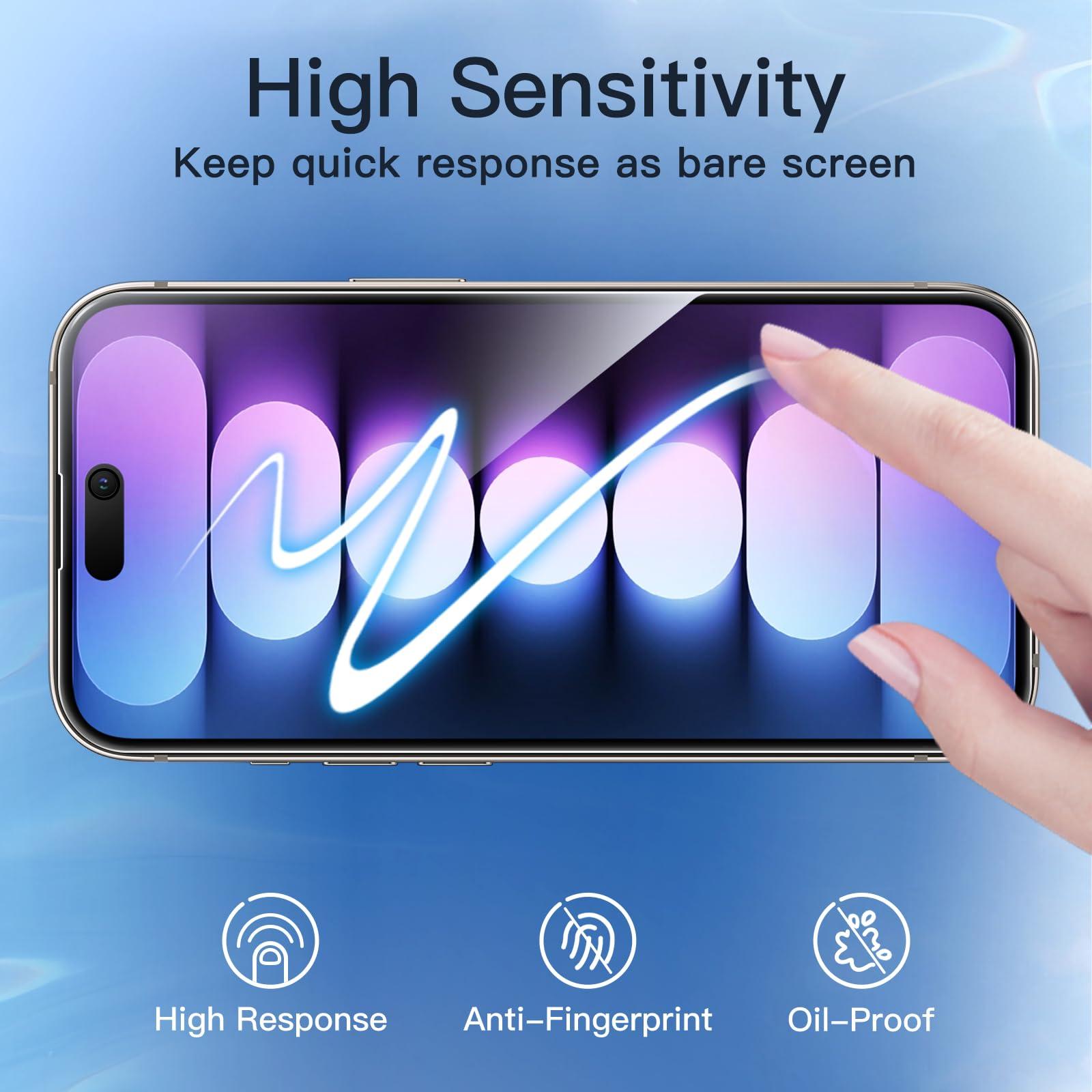 JETech Privacy Full Coverage Screen Protector for iPhone 15 Pro 6.1-Inch, Black Edge Anti-Spy Tempered Glass Film with Easy Installation Tool, Case-Friendly, 2-Pack - Image 8