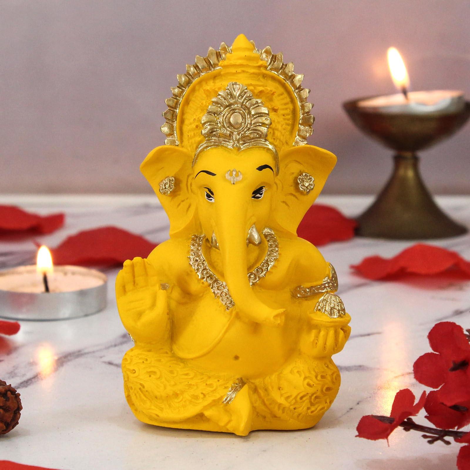 TIED RIBBONS Ganesh Statue for Car Dashboard | Resin, 3 Inch | Ganesha Statue for Home, Office, Desk, Pooja | Baby Ganesha Statues | Indian Decorations for Pooja Mandir Temple | Indian Return Gifts - Image 6