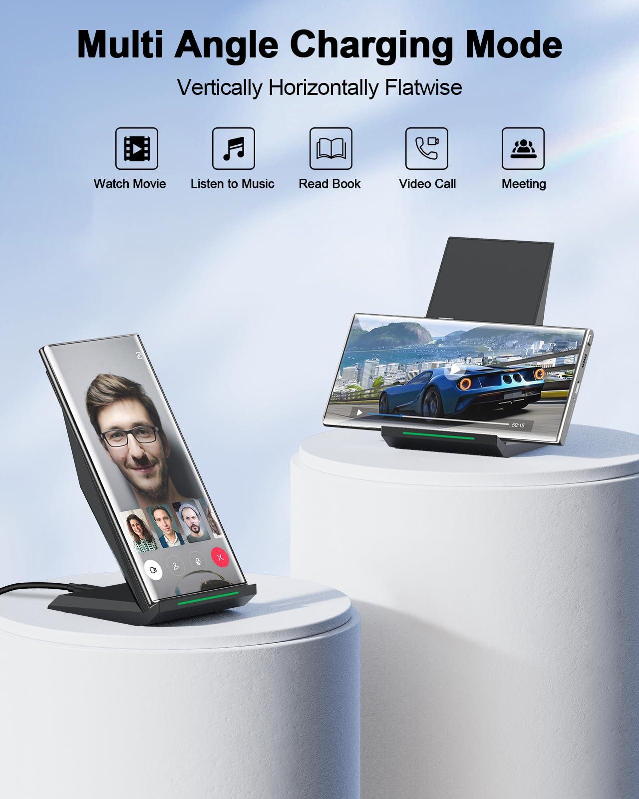 Fast Wireless Charger, [2 Pack] NANAMI Qi Certified Wireless Charging Stand Compatible iPhone 16/16 Pro/16 Pro Max/15/14/13/12/11 Pro, Phone Charger for Galaxy S25/S24/S23/S22/S21 and Qi-Enabled Phone - Image 4