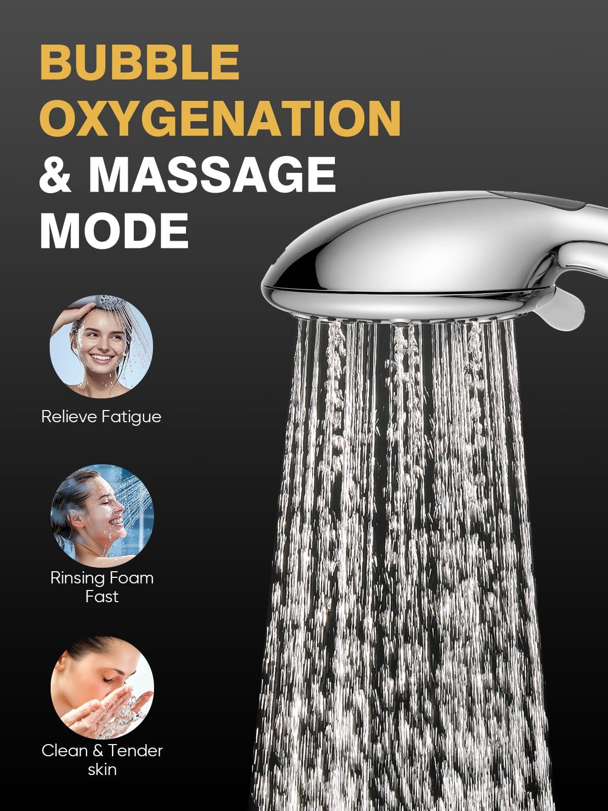 Cobbe High Pressure 9 Functions Shower Head with handheld - Luxury Modern Chrome Look, Built-in Power Spray to Clean Corner, Tub and Pets, Stainless Steel Hose Adjustable Bracket, Chrome - Image 2
