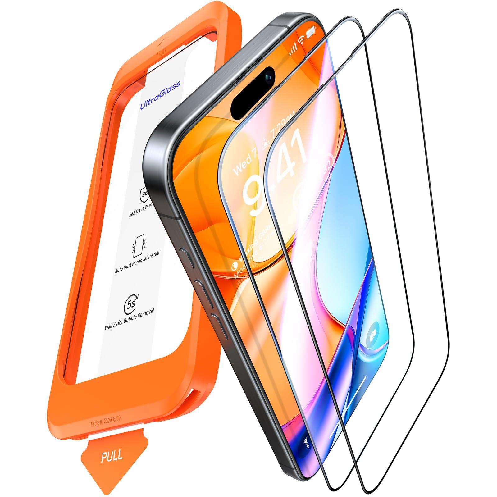 UltraGlass 9H+ Glass for iPhone 15 Pro Max Screen Protector [Military Grade Shatterproof & Longest Durable] Screen Protector 15 Pro Max Tempered Glass Full Coverage Protection, 2 Packs - Image 9