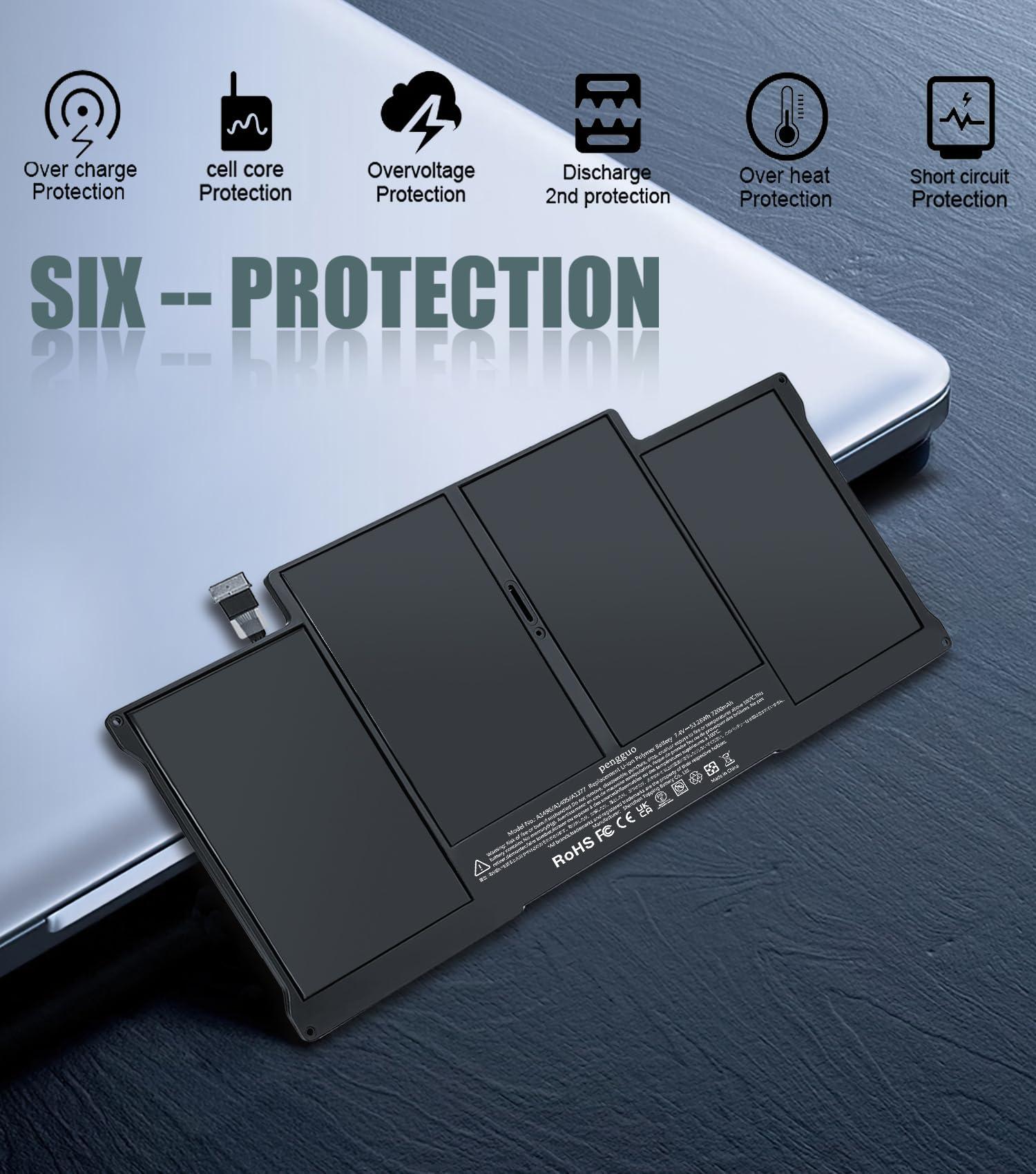 pengguo Battery for MacBook Air 13 Inch A1466 (Mid 2012, Mid 2013, Early 2014, Early 2015, 2017) A1369 (Late 2010, Mid 2011) Replacement Battery Model A1496 A1377 A1405 (Upgraded 6.2 Versions) - Image 4