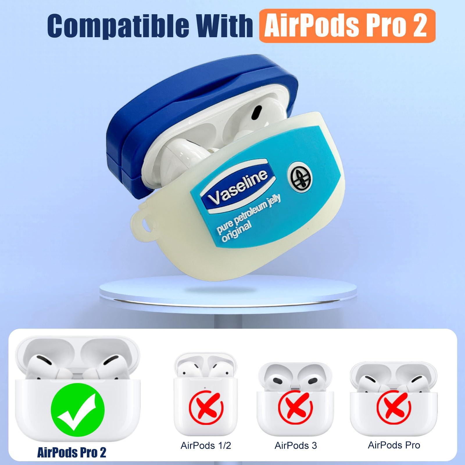 Case for AirPods Pro 2nd Generation Case Cover with Cleaner Kit,Cute Cartoon Kawaii Funny AirPods Pro 2 Case 2022 Silicone Protective Cover for Apple Airpods Pro 2 with Keychain for Women Boys-Vaselin - Image 2
