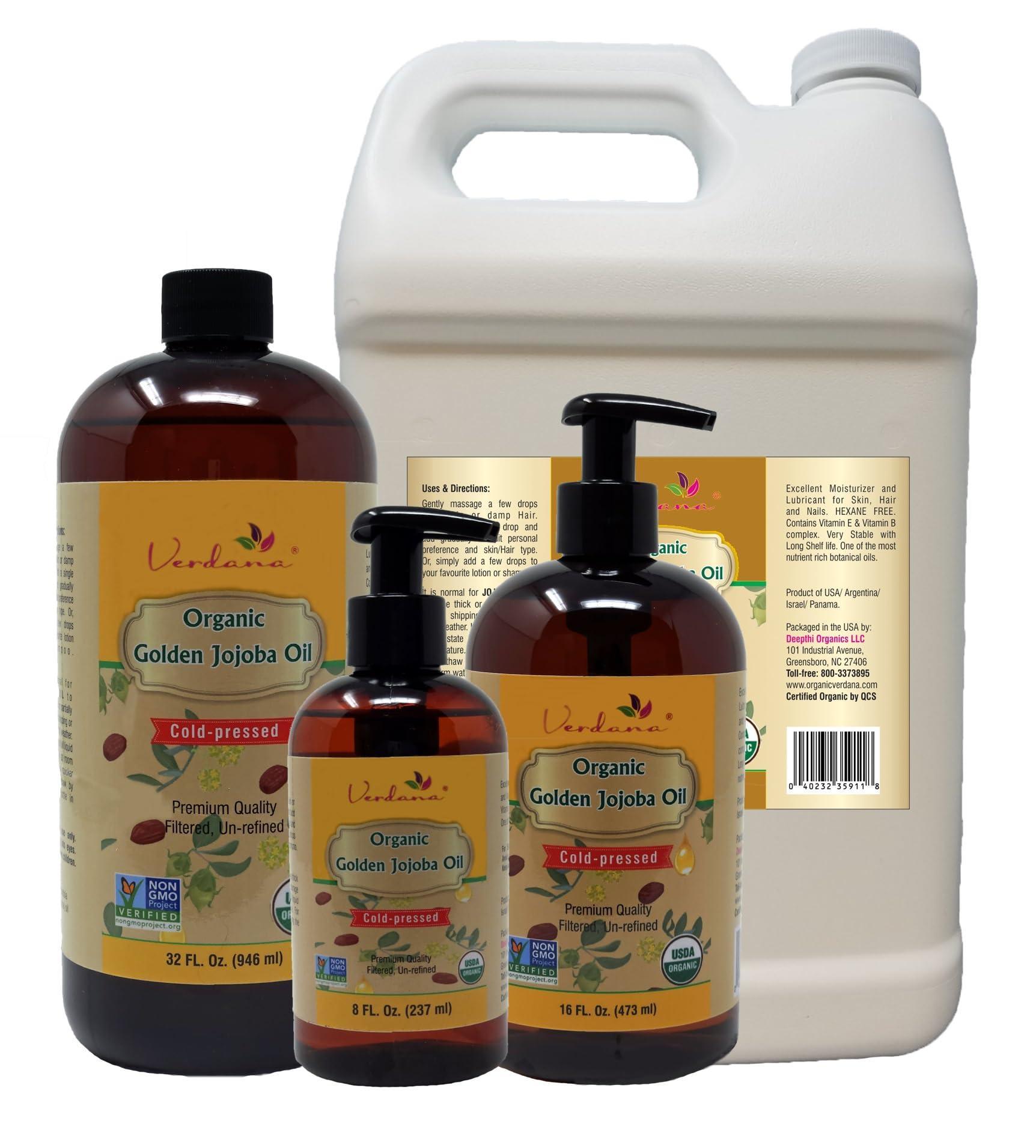 Verdana Organic USDA Certified Organic Golden Jojoba Oil, Cold Pressed, Unrefined, 32 Fl Oz Bulk size - Deepthi Organics - Image 5