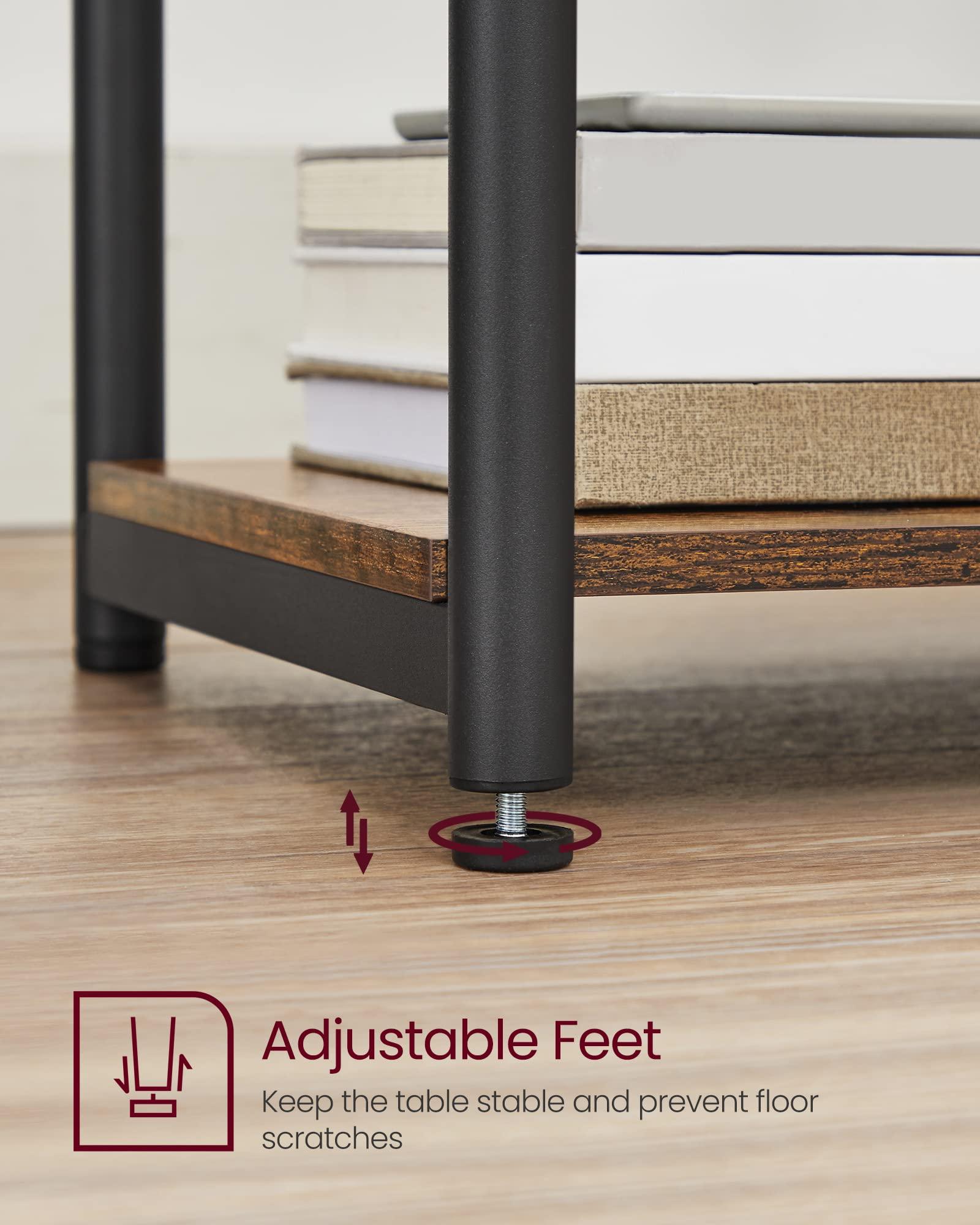VASAGLE Side Table, Small End Table, Tall Nightstand for Living Room, Bedroom, Office, Bathroom, Rustic Brown and Classic Black ULET273B01 - Image 8