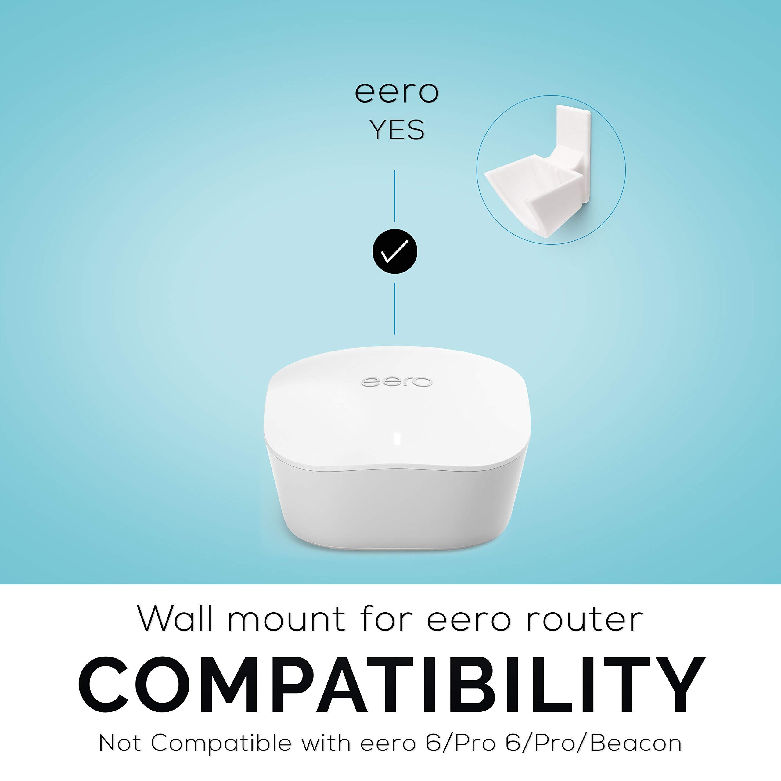 Screwless Wall Mount for Eero Mesh WiFi Holder, Tilted for Max Reception, Custom Design (NOT Compatible with Eero 6/Pro 6/Beacon), Strong VHB Adhesive, No Tools, No Mess, White by Brainwavz - Image 2