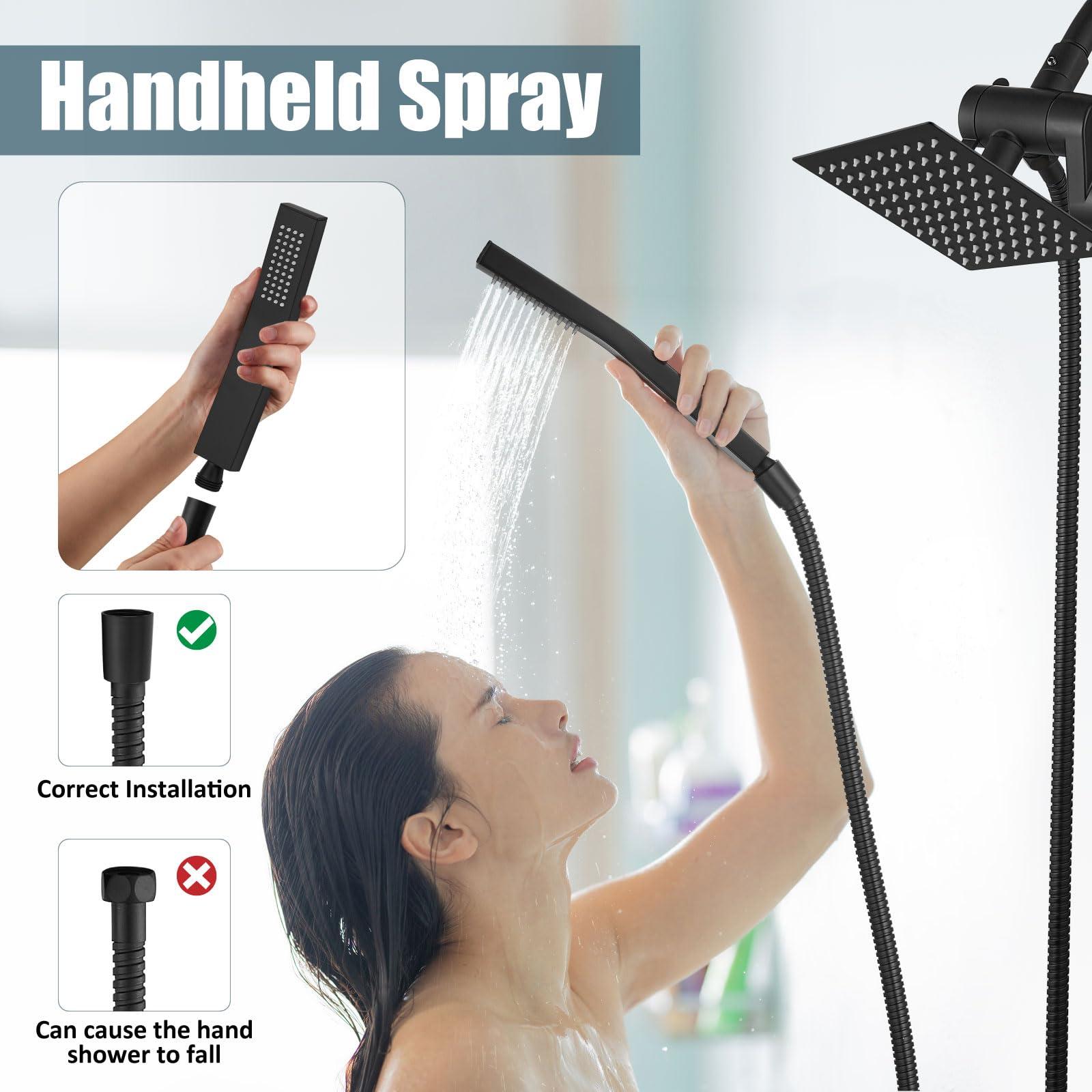 Aolemi Shower Tub Faucet Set with Handheld Spray Shower System Single Shower Rainfall Head and Handle with Tub Spout Combo Rough-in Valve Included Shower Trim Kit 6 Inch Shower Head, Matte Black - Image 8