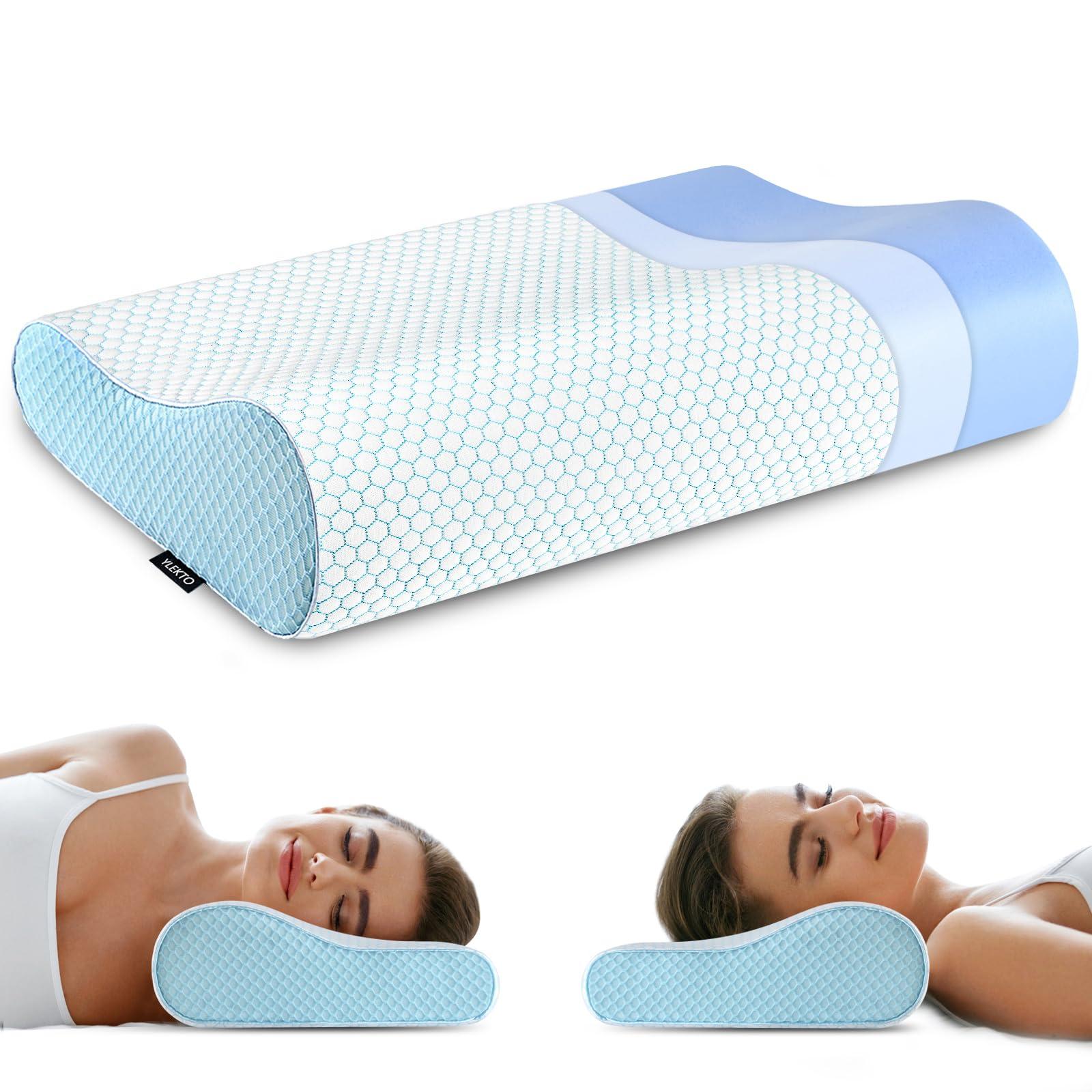 Memory Foam Pillows Neck Pillow for Sleeping, Ergonomic Cervical Pillow Bed Pillow for Side Back Stomach Sleeper, Orthopedic Contour Pillow for Neck and Shoulder Pain Relief